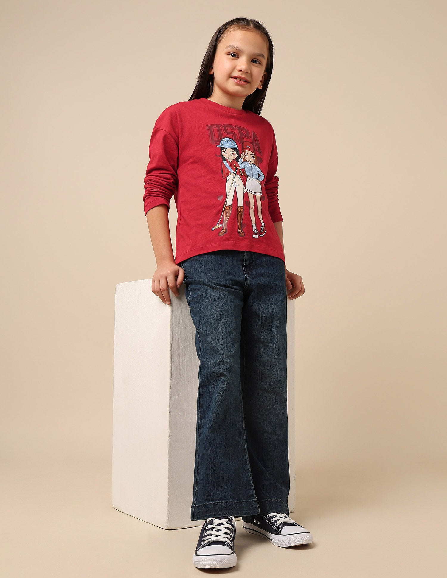 Girls Graphic Brand Printed Top Red - U.S. POLO ASSN. | Large