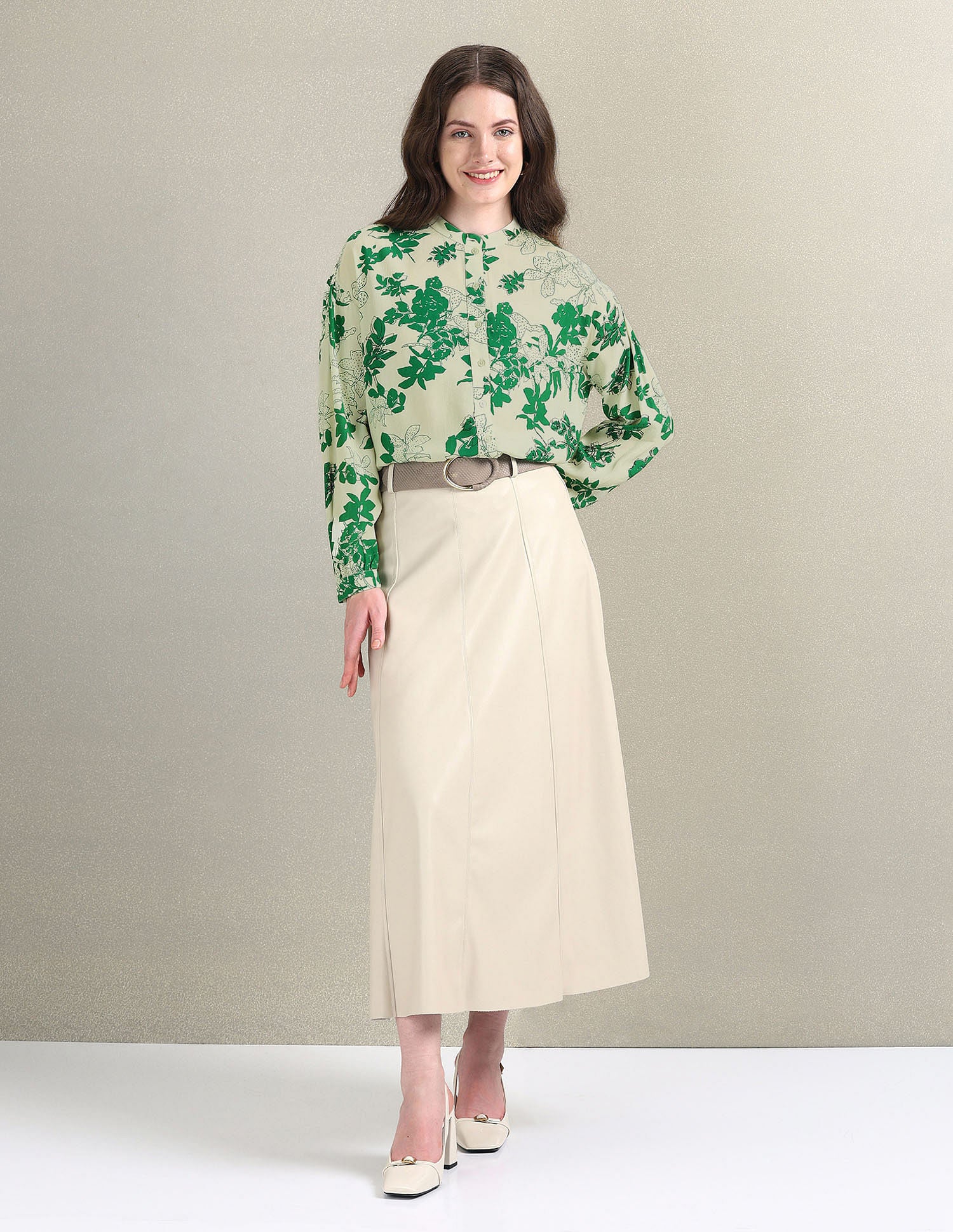 Viscose Floral Top Green and White - U.S. Polo Assn. India | Large