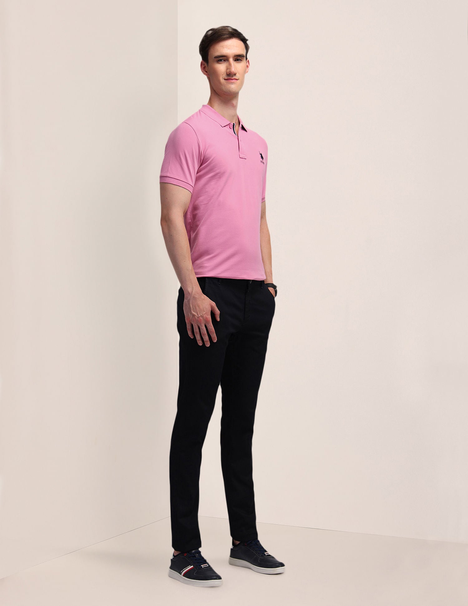 Solid Slim Fit Polo Shirt Pink - U.S. POLO ASSN. | Large