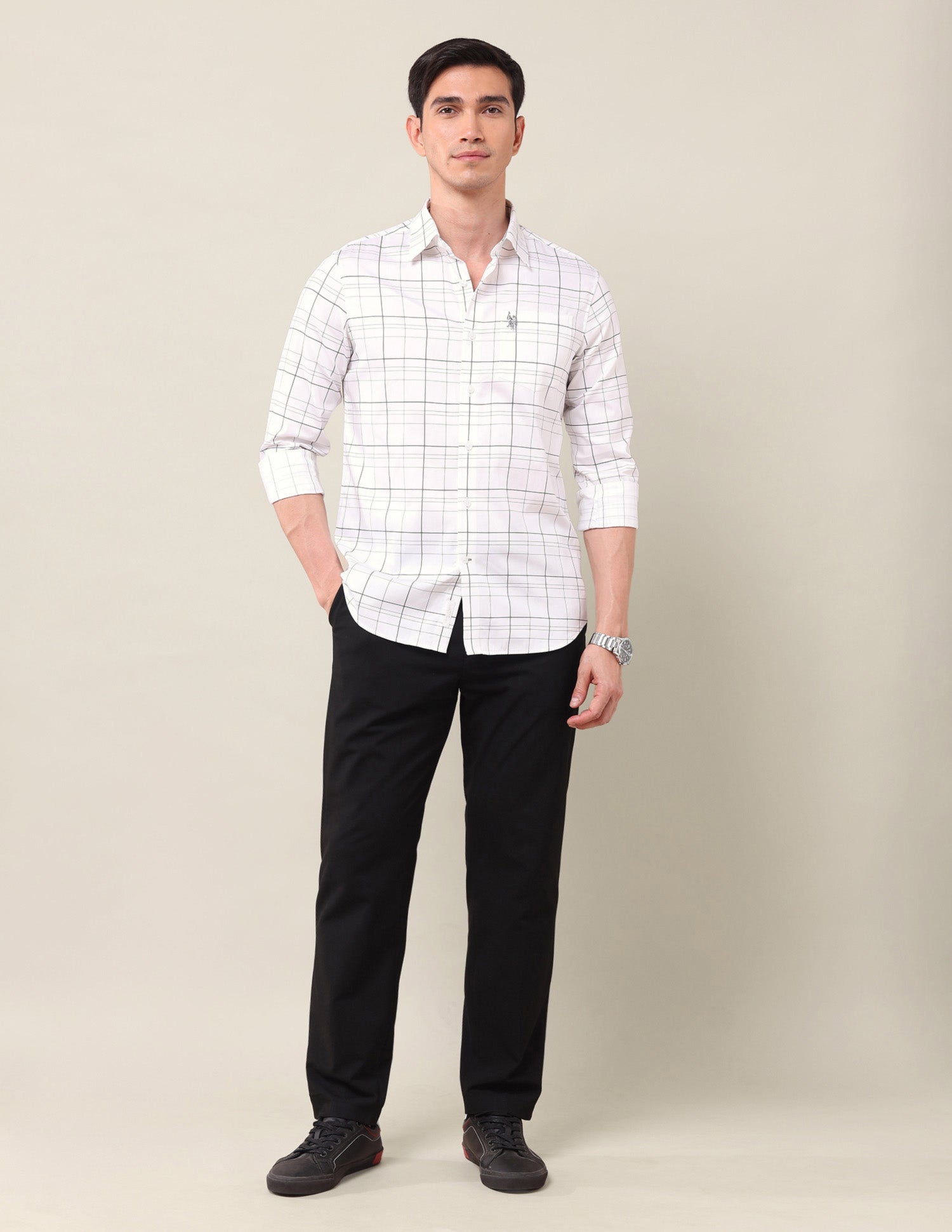 Tailored Fit Satin Shirt White - U.S. Polo Assn. India | Large