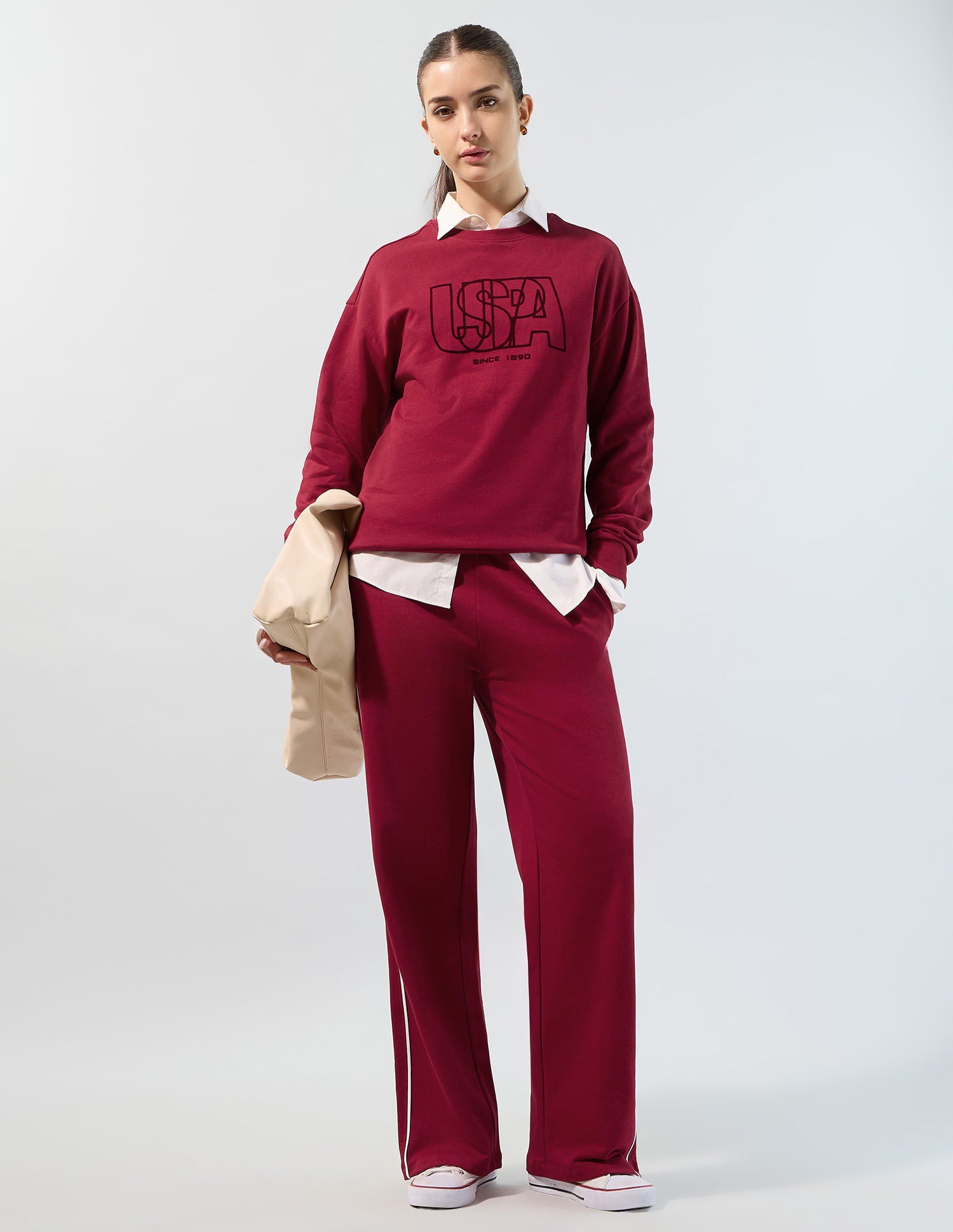 Relaxed Fit Brand Printed Sweatshirt Dark Red - U.S. POLO ASSN. | Large