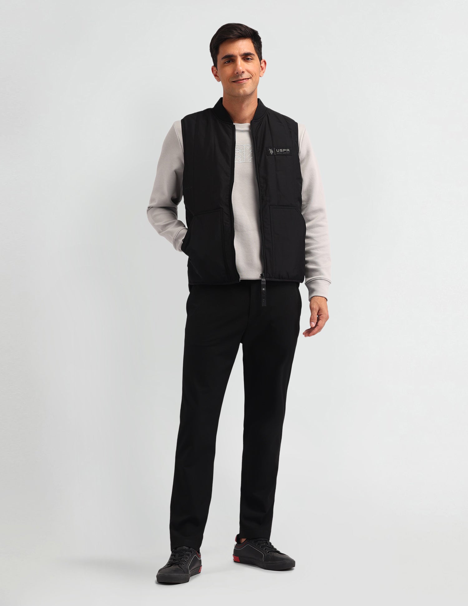 Colour blocked Regular Fit Jacket Black - U.S. POLO ASSN. | Large