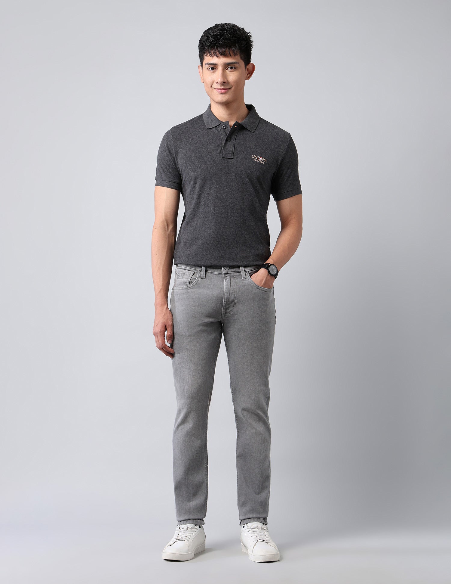 Brandon Slim Tapered Fit Grey Jeans Grey - U.S. POLO ASSN. | Large