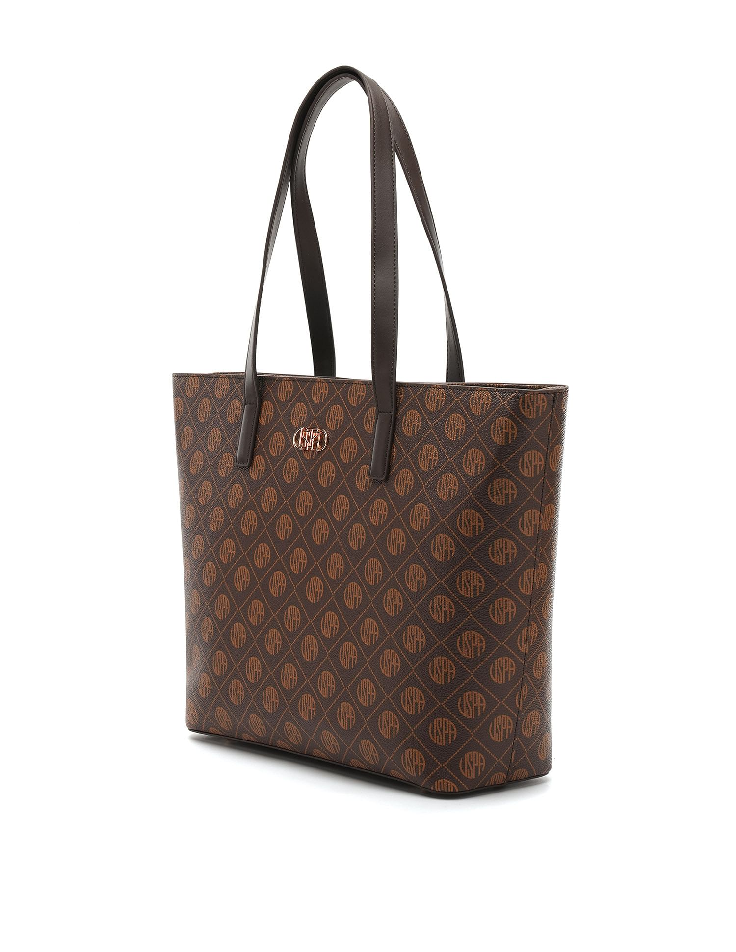 Isla Monogram Tote Handbag Brown - U.S. Polo Assn. India | Large
