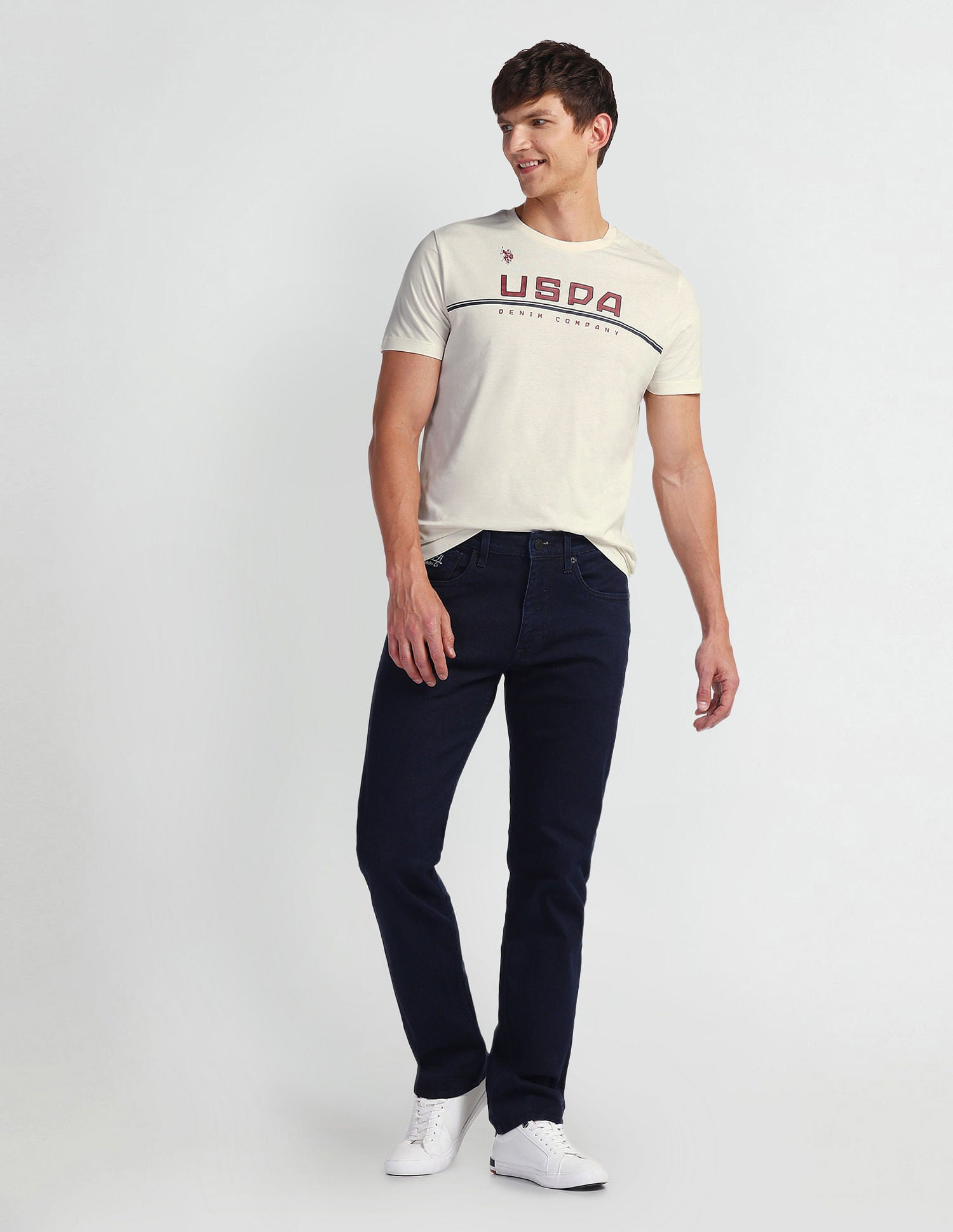 Brand Print Muscle Fit T-Shirt White - U.S. Polo Assn. India | Large