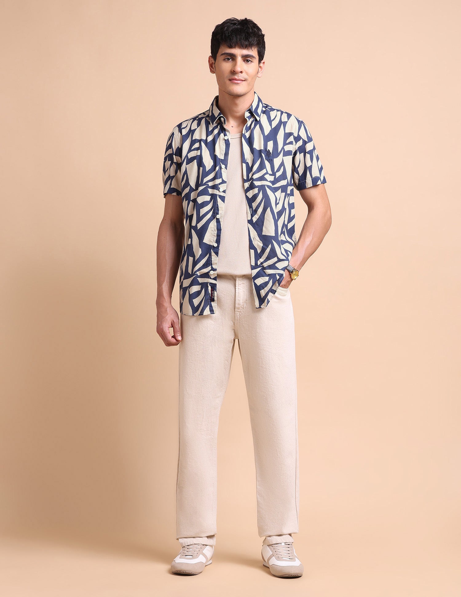 Slim Fit Abstract Printed Shirt Navy - U.S. POLO ASSN. | Large