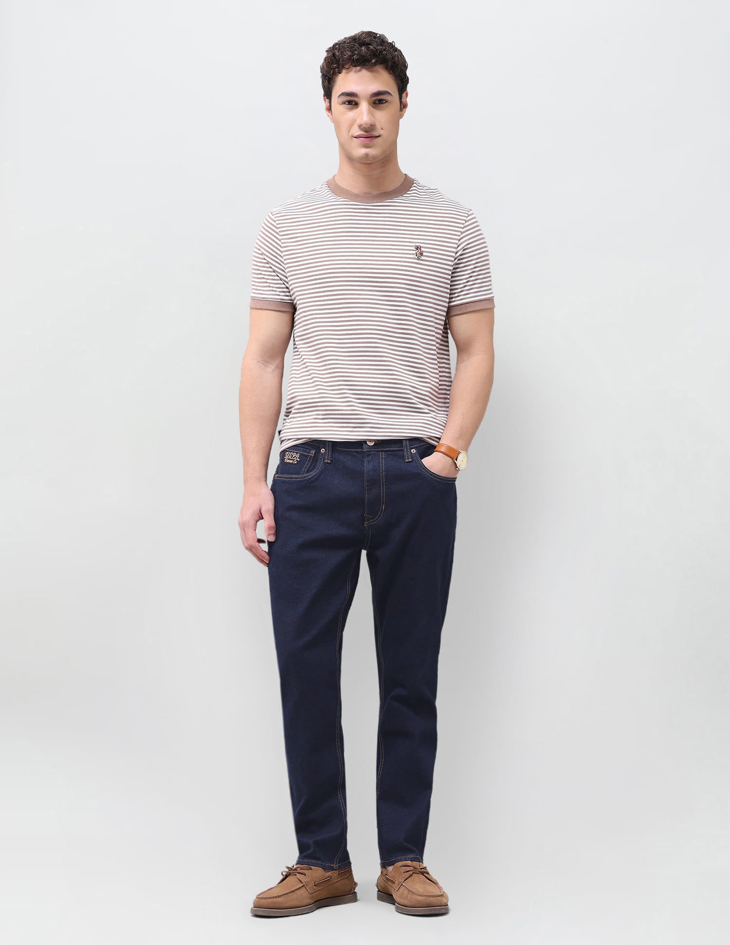 Solid Tapered Fit Jeans Blue - U.S. Polo Assn. India | Large