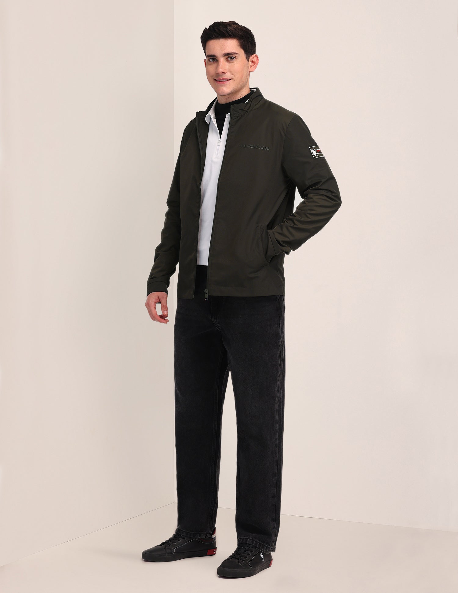 Solid Casual Jacket Olive - U.S. POLO ASSN. | Large