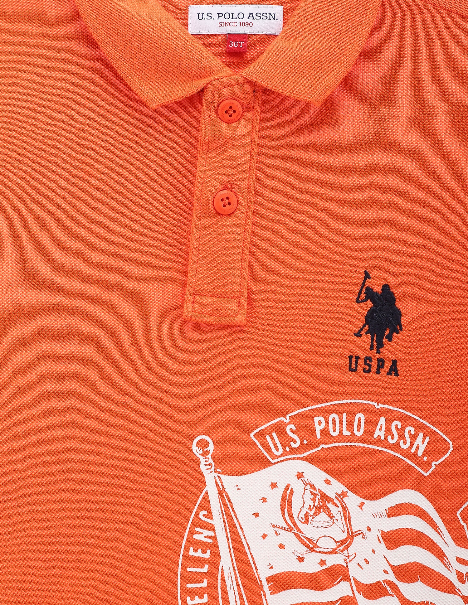 Boys Graphic Cotton Polo Shirt Orange - U.S. POLO ASSN. | Large