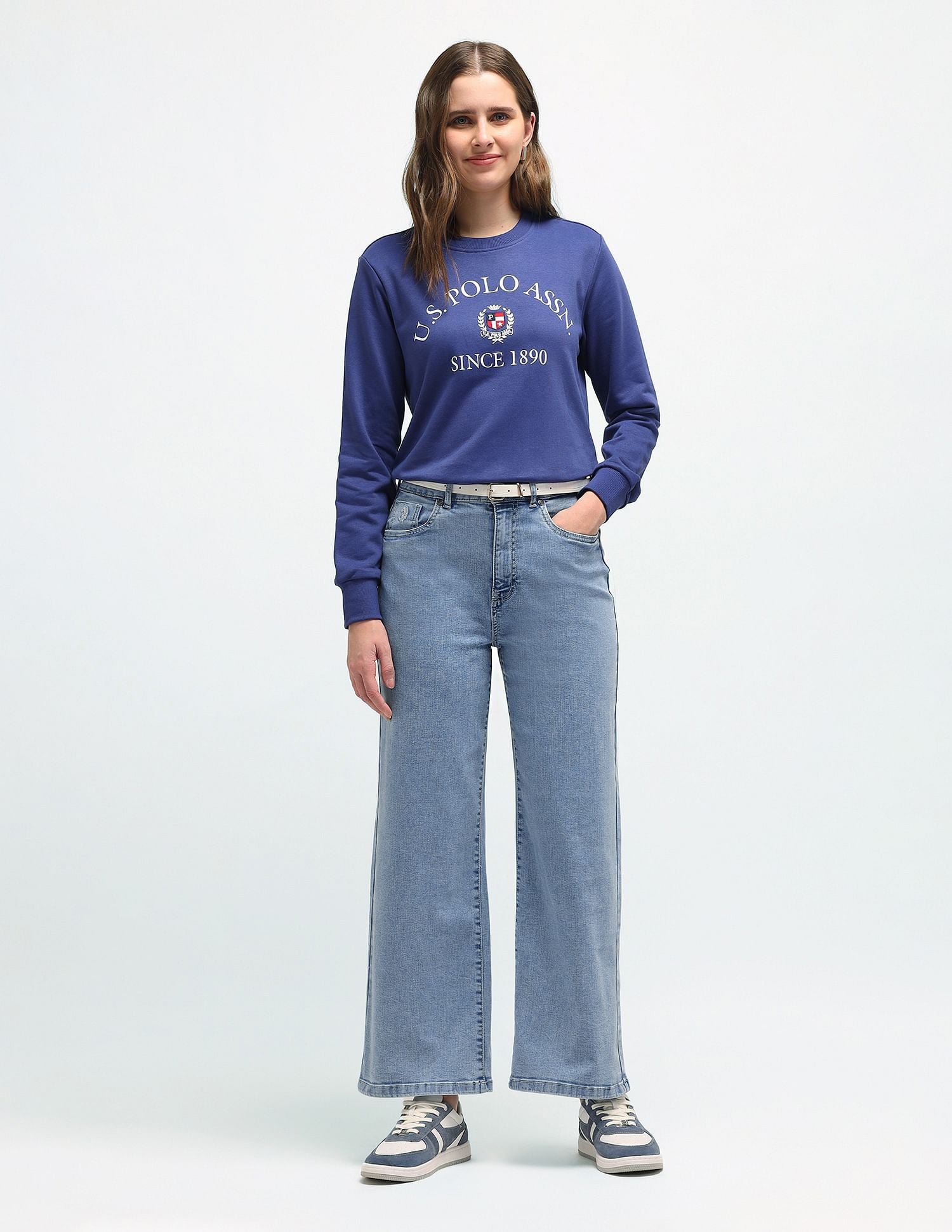 Wideleg High Rise Jeans Blue - U.S. Polo Assn. India | Large