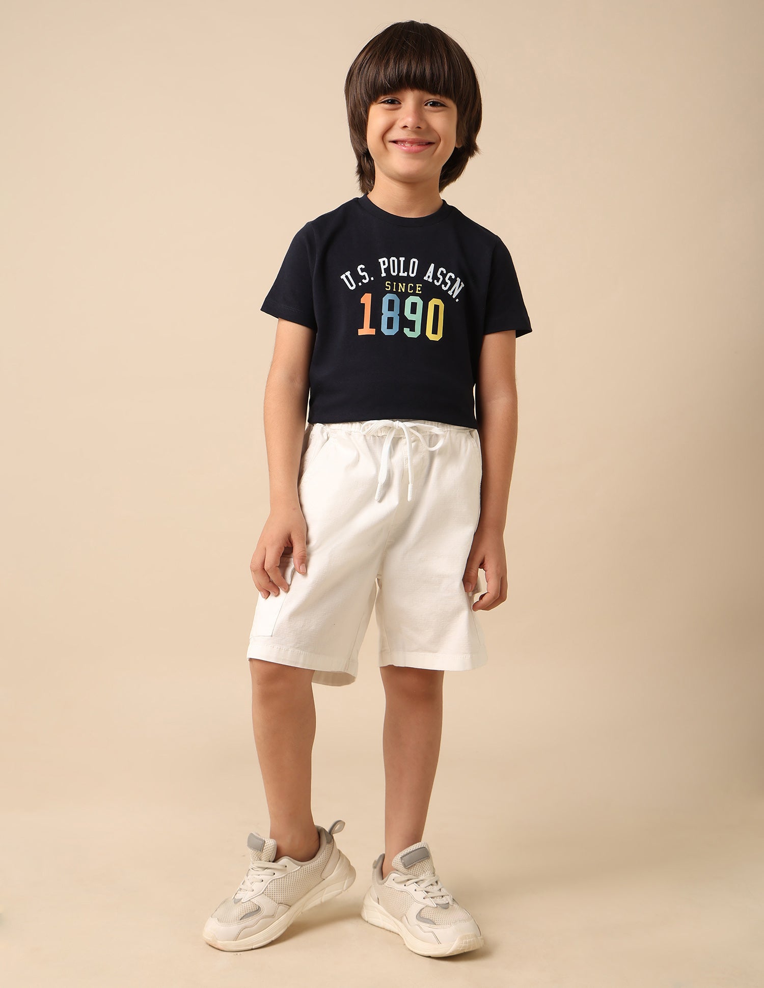 Boys Relaxed Fit Textured Cargo Shorts White - U.S. POLO ASSN. | Large