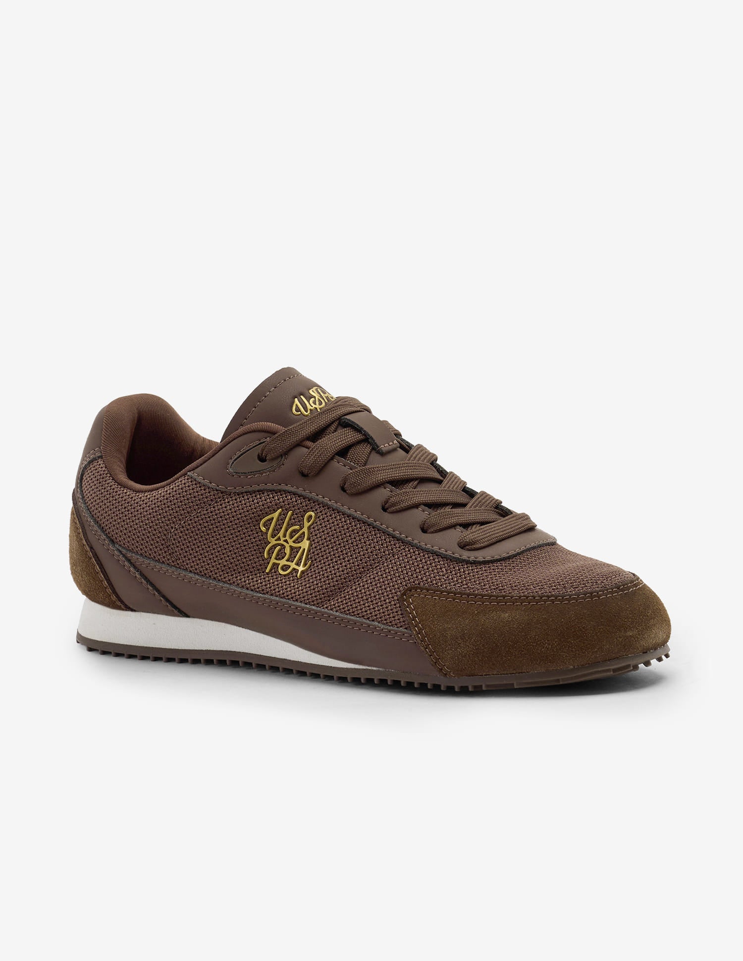 Zairan Light Weight Monogram Embossed Sneakers Dark Brown - U.S. Polo Assn. India | Large