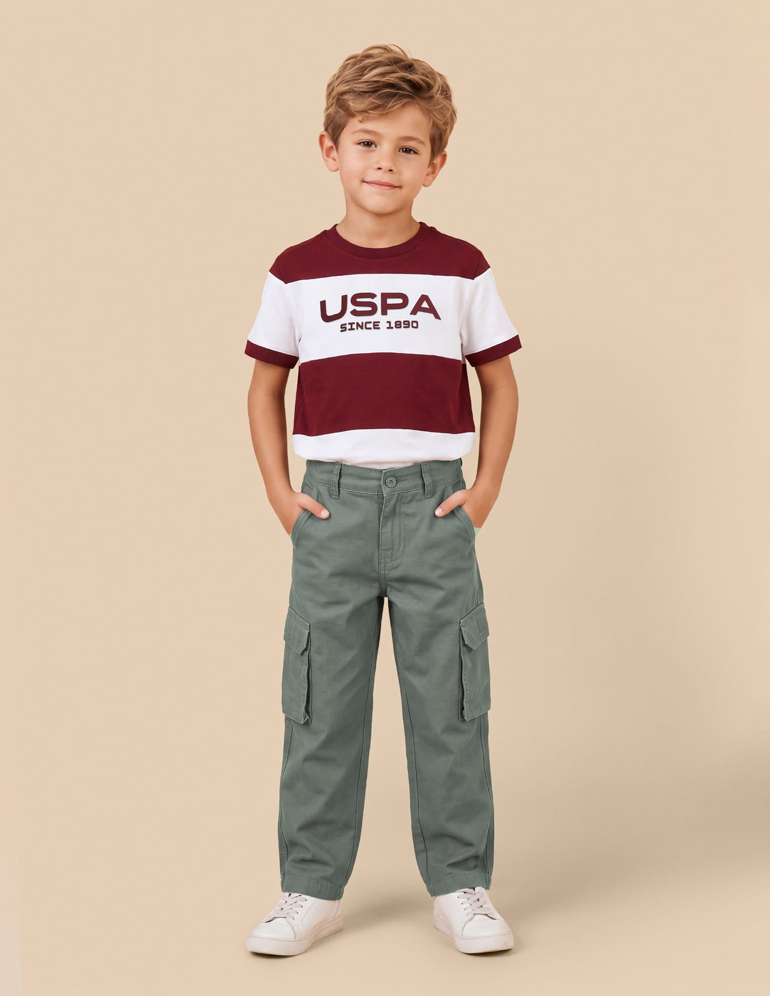 Solid Relaxed Fit Trousers Green - U.S. Polo Assn. India | Large