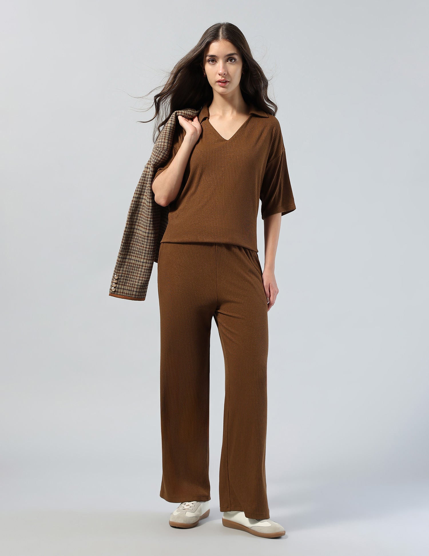 Ribbed Relaxed Fit Polo Shirt Brown - U.S. POLO ASSN. | Large