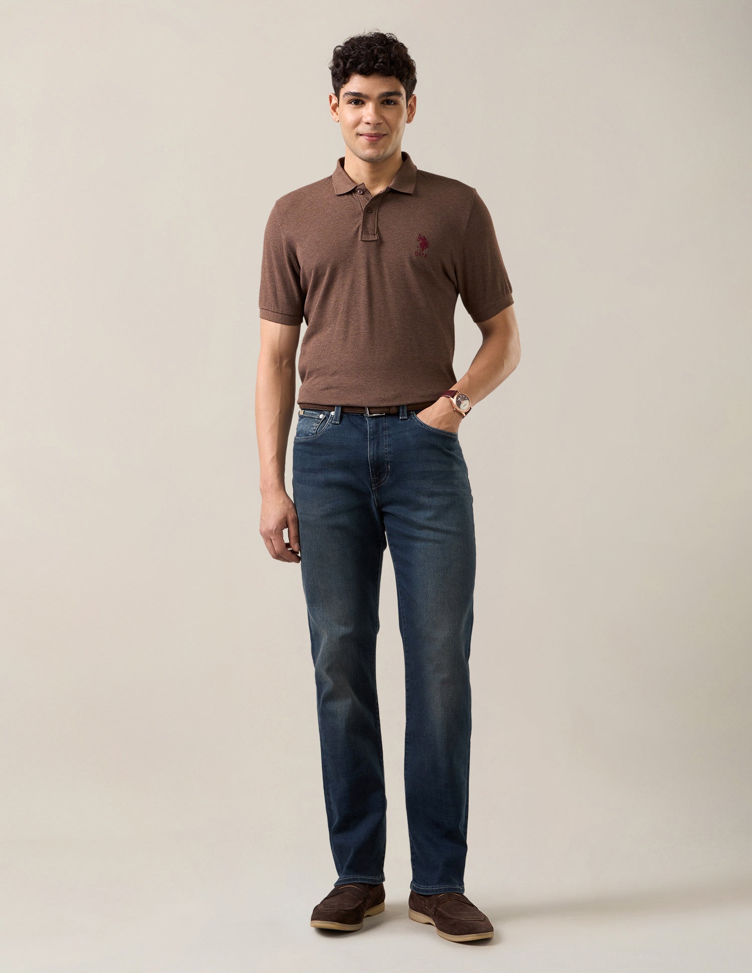 Harold Slim Straight Fit Blue Jeans Dark Blue - U.S. Polo Assn. India | Large
