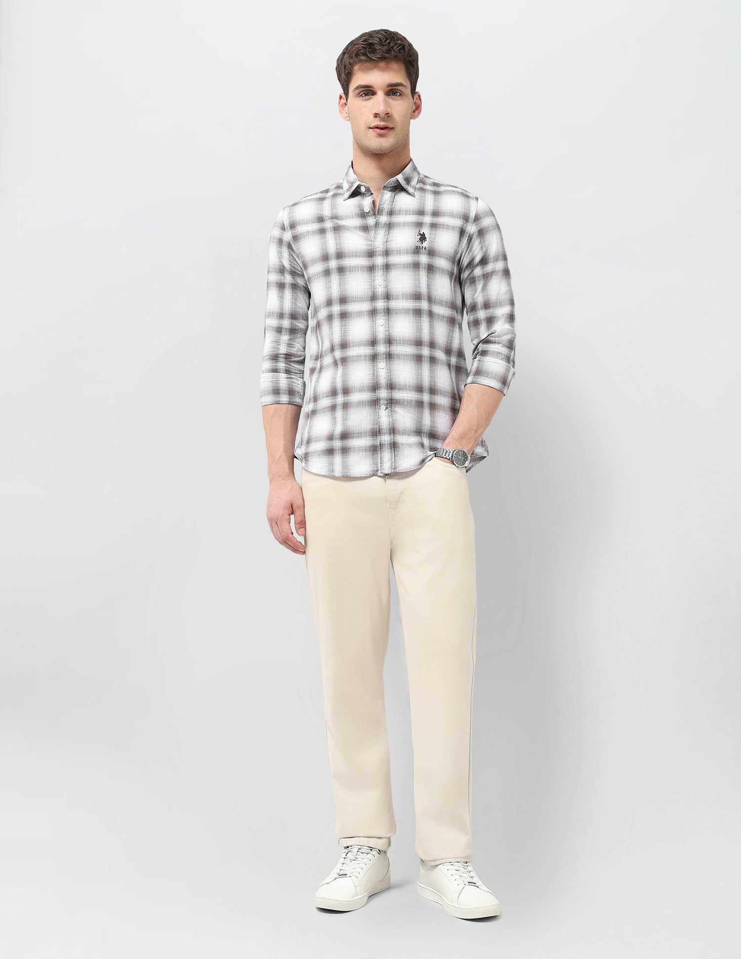 Tartan Checked Regular Fit Shirt Dark Brown - U.S. POLO ASSN. | Large