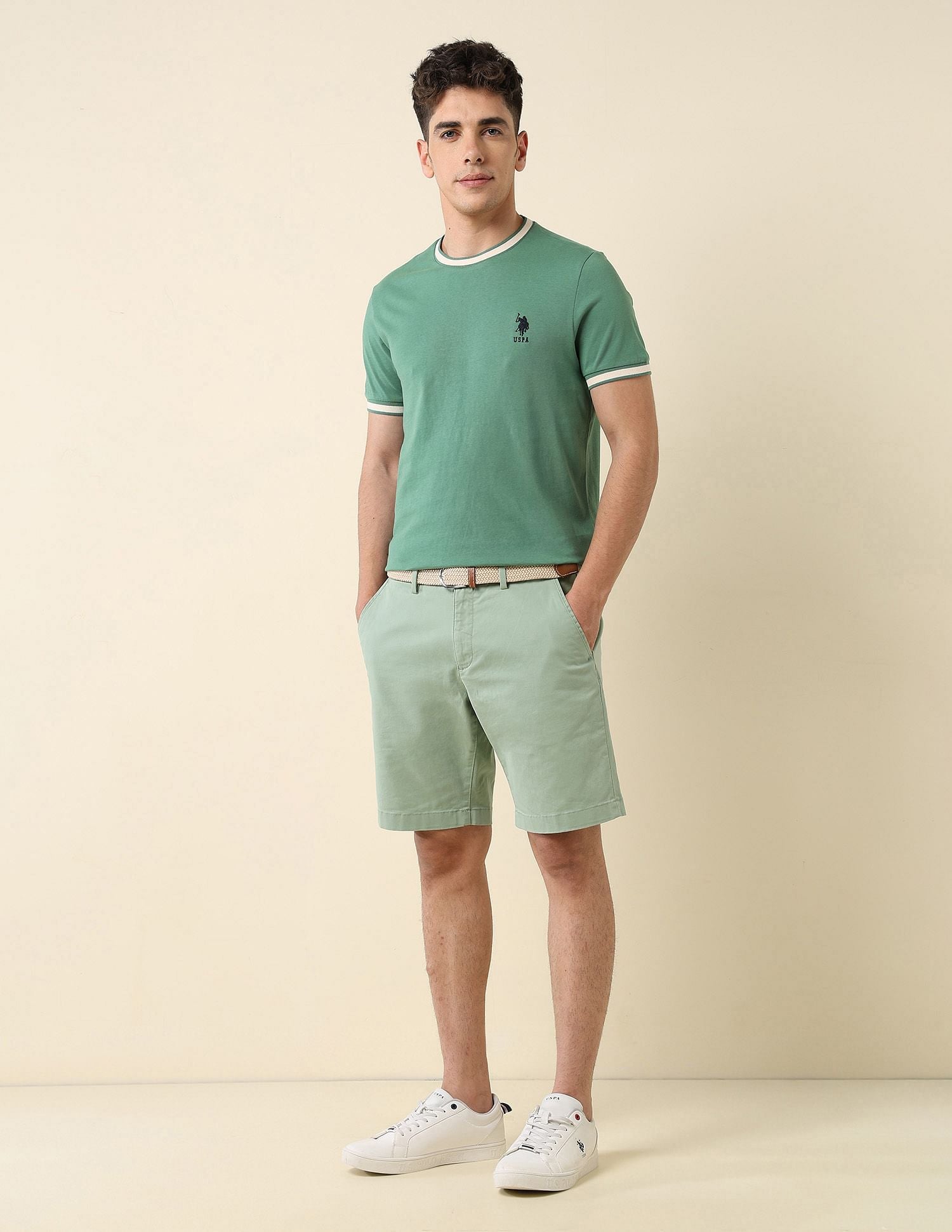 Solid Slim Fit T-Shirt Green - U.S. Polo Assn. India | Large