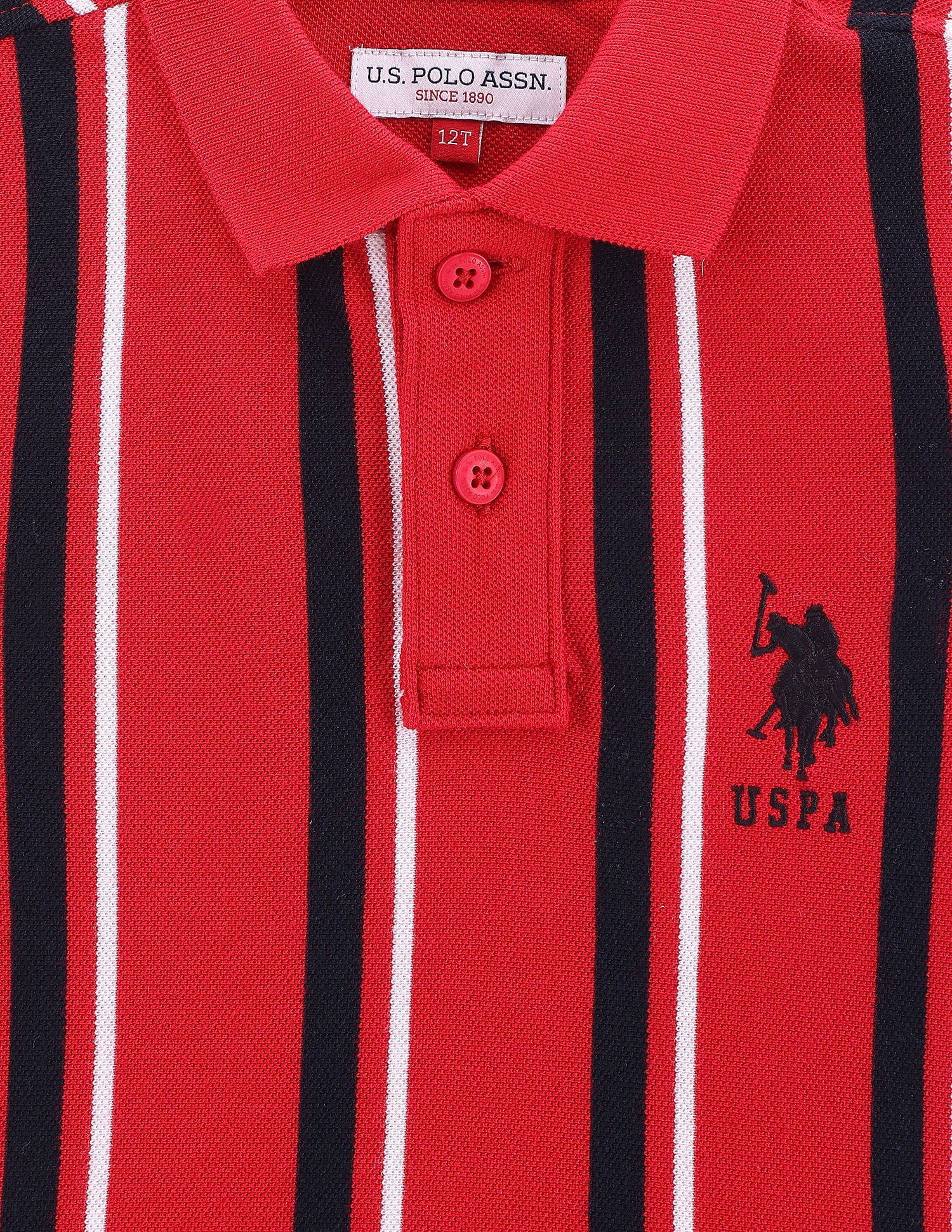 Boys Vertical Stripe Polo Shirt Red - U.S. POLO ASSN. | Large