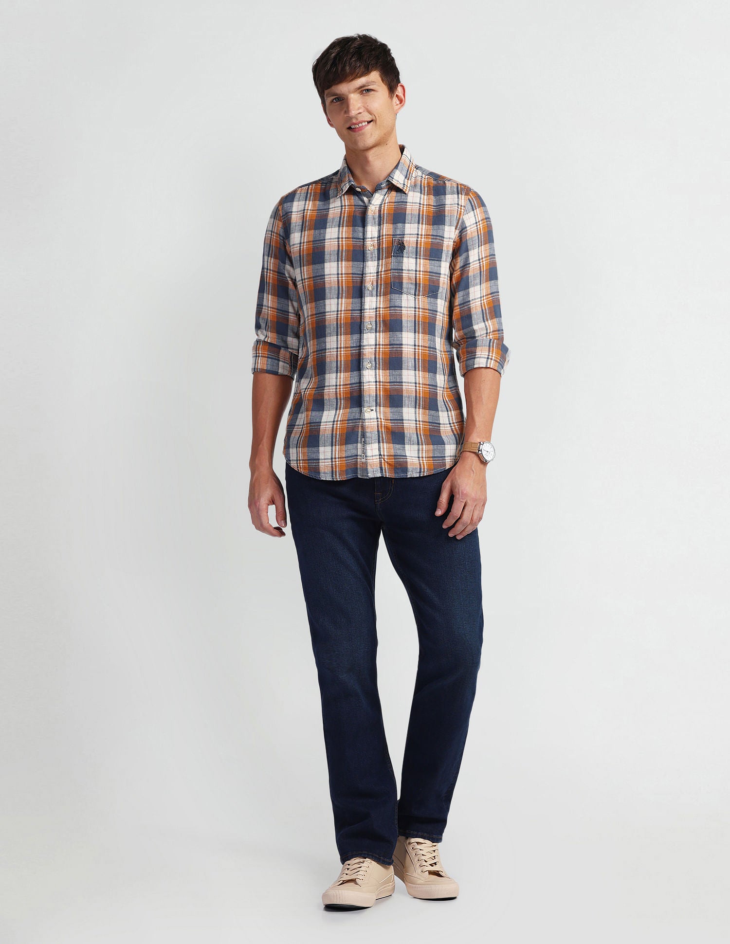 Tartan Check Slim Fit Shirt Rust - U.S. Polo Assn. India | Large