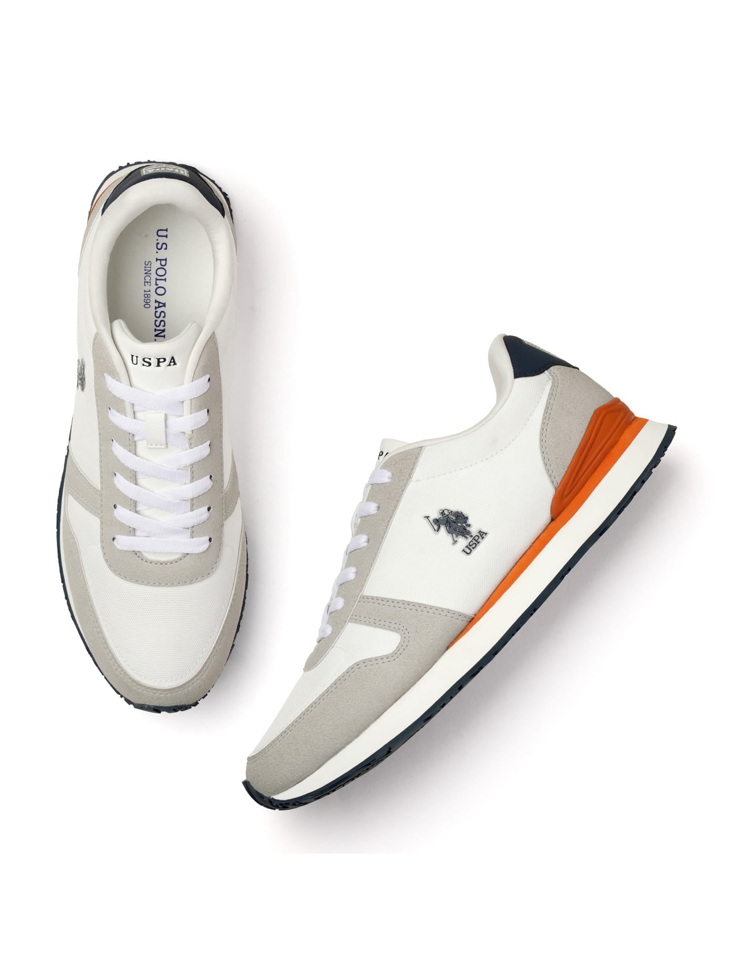 Men Tregon Suede Colourblocked Sneakers Off White - U.S. Polo Assn. India | Large