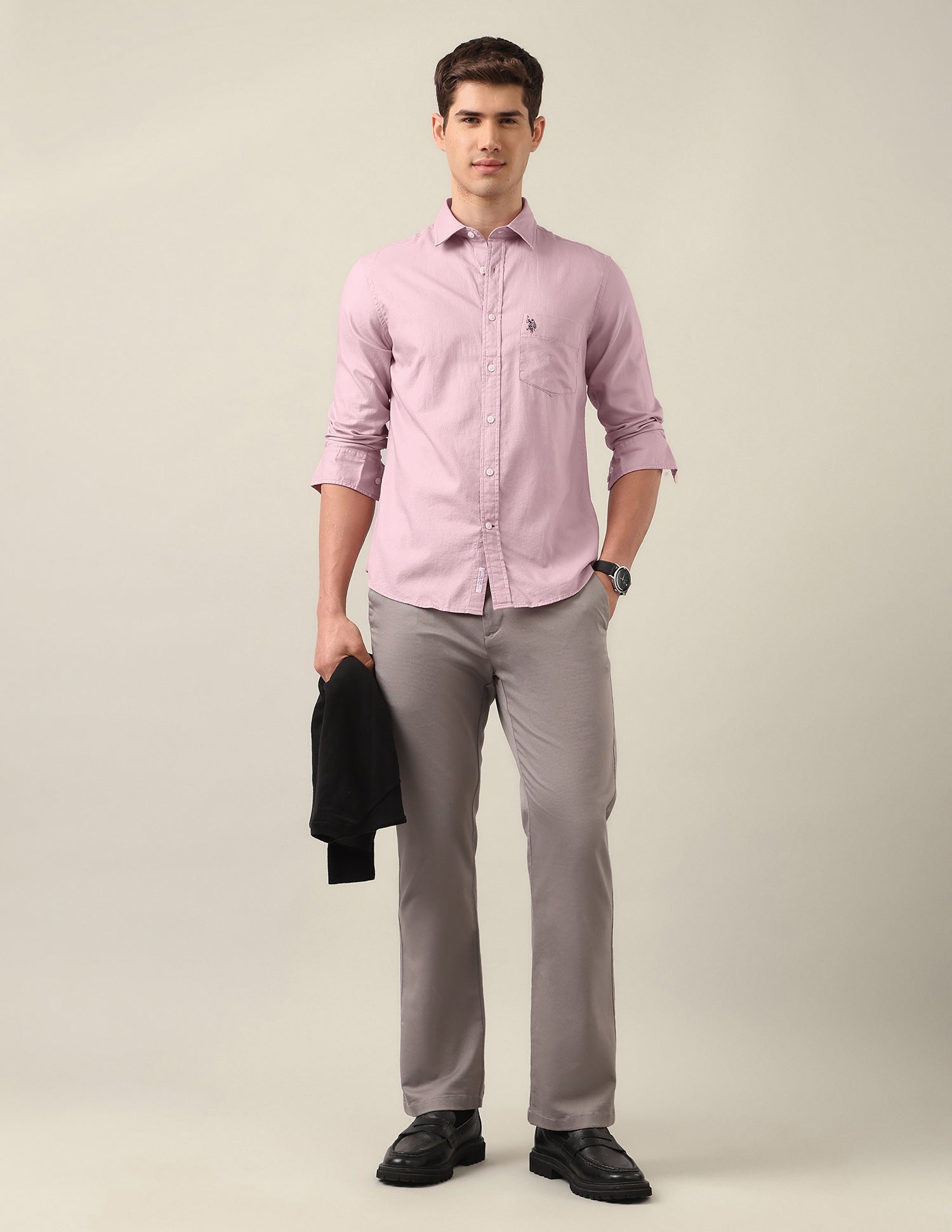 Tailored Fit Solid Shirt Pink - U.S. Polo Assn. India | Large
