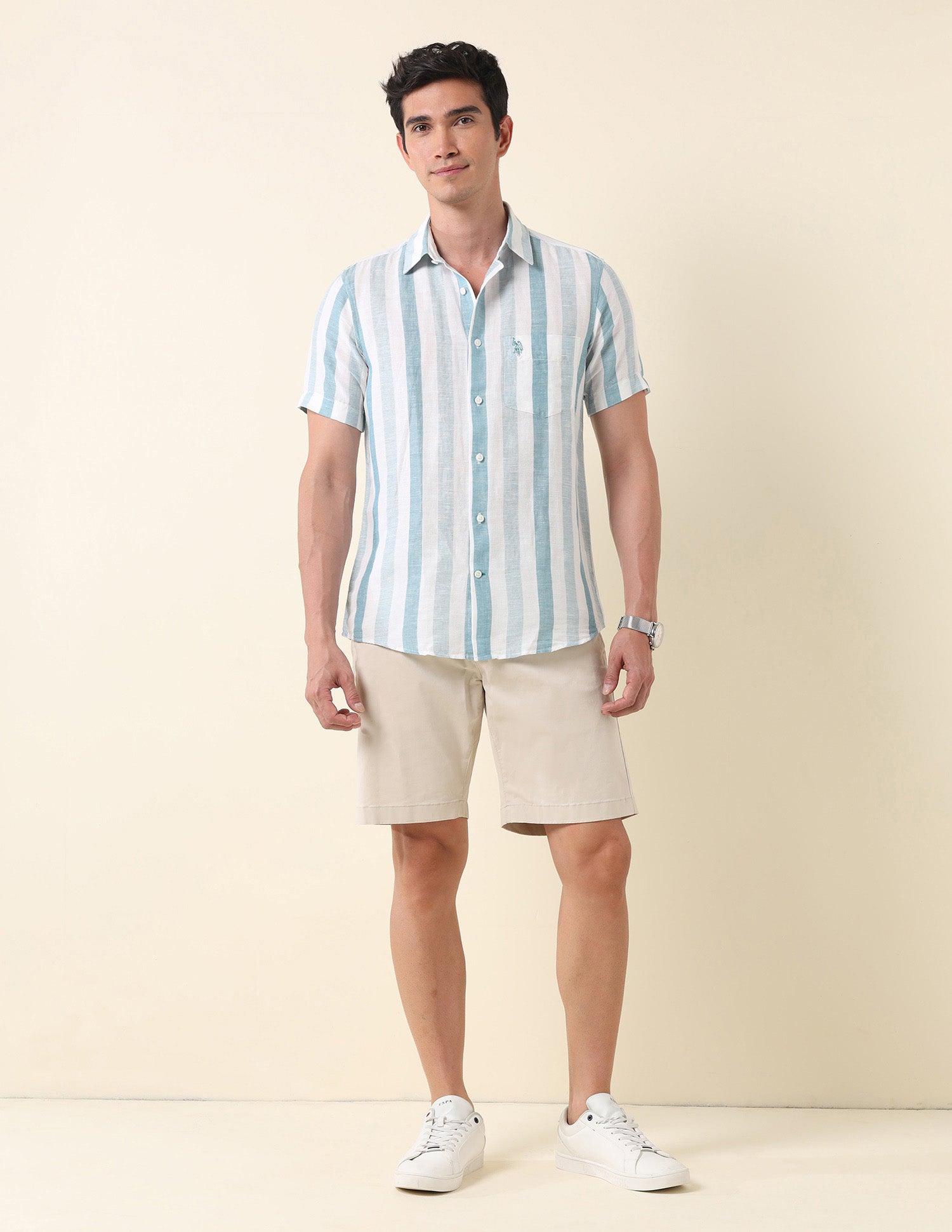 Vertical Striped Tailored Fit Shirt Green - U.S. Polo Assn. India | Large