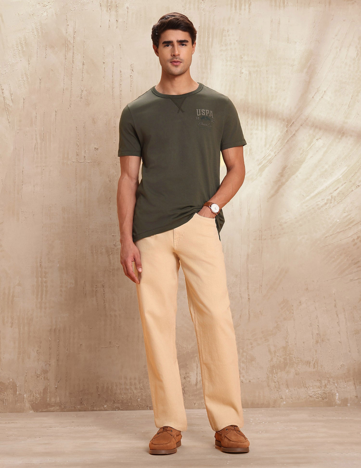 Pure Cotton Muscle Fit T-Shirt Olive - U.S. POLO ASSN. | Large