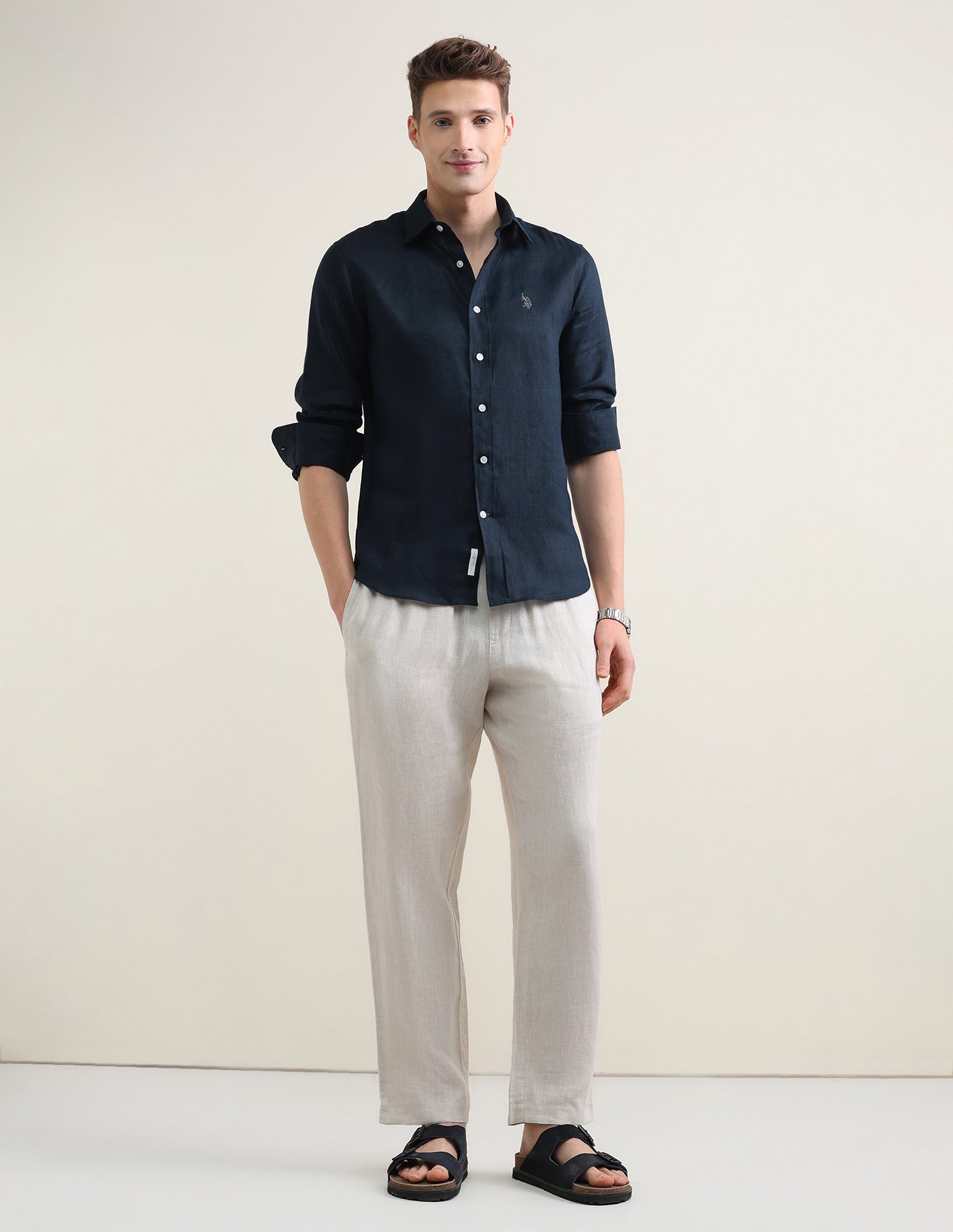 Solid Regular Fit Shirt Navy - U.S. Polo Assn. India | Large