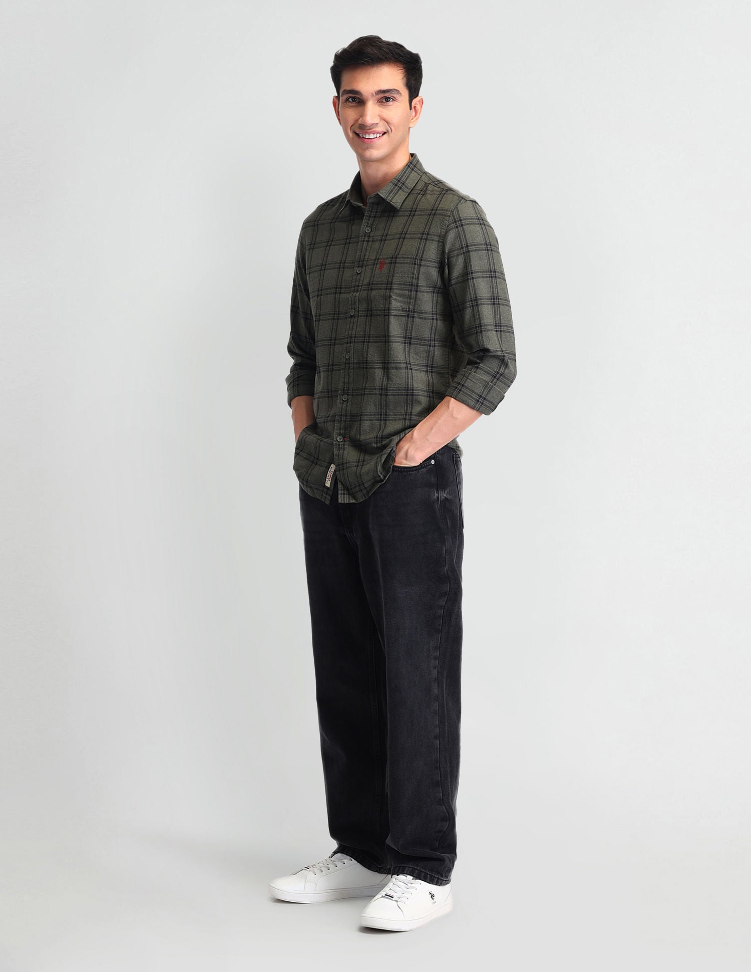 Tartan Check Regular Fit Shirt Olive - U.S. Polo Assn. India | Large
