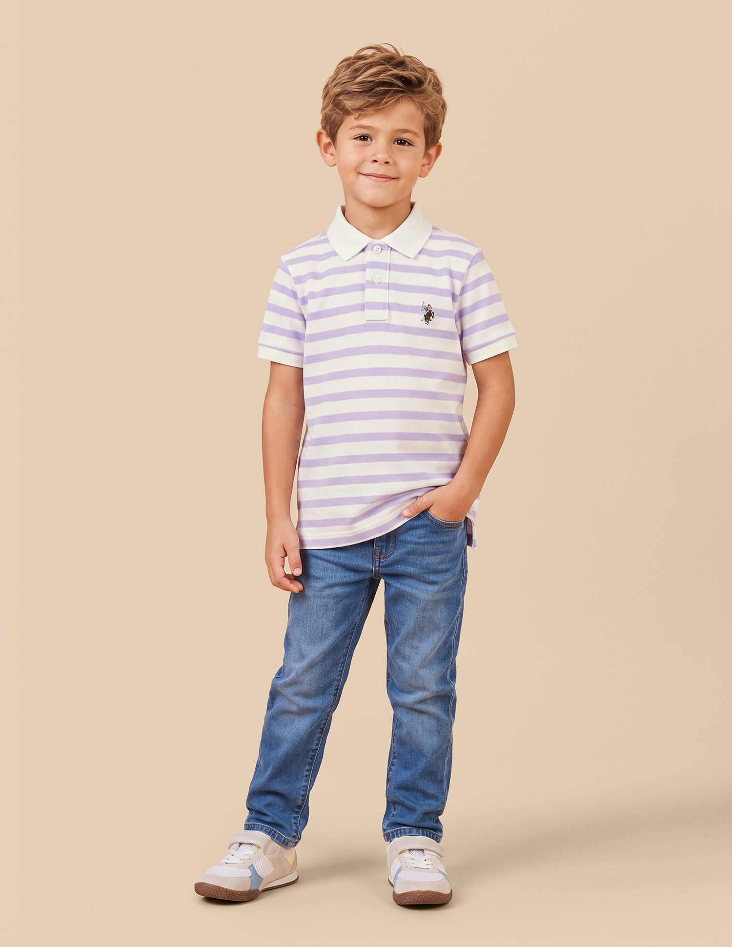 Horizontal Striped Regular Fit Polo Shirt Purple - U.S. Polo Assn. India | Large
