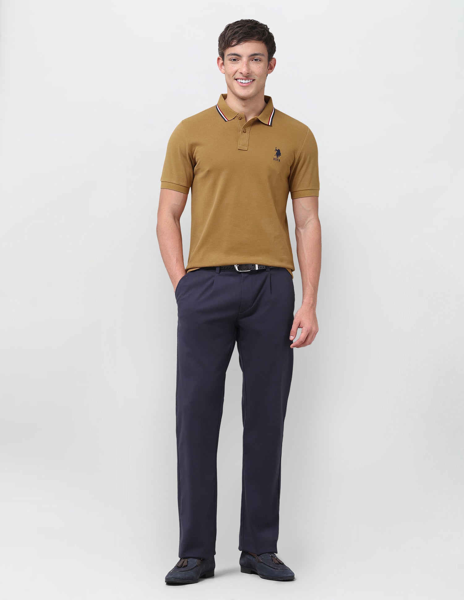 Solid Regular Fit Polo Shirt Mustard - U.S. Polo Assn. India | Large