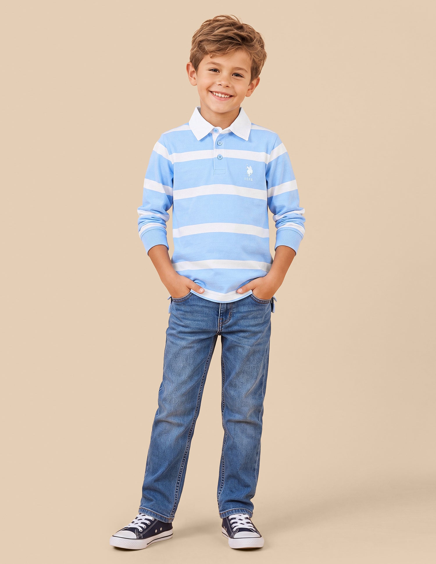 Horizontal Striped Regular Fit Polo Shirt Blue - U.S. Polo Assn. India | Large