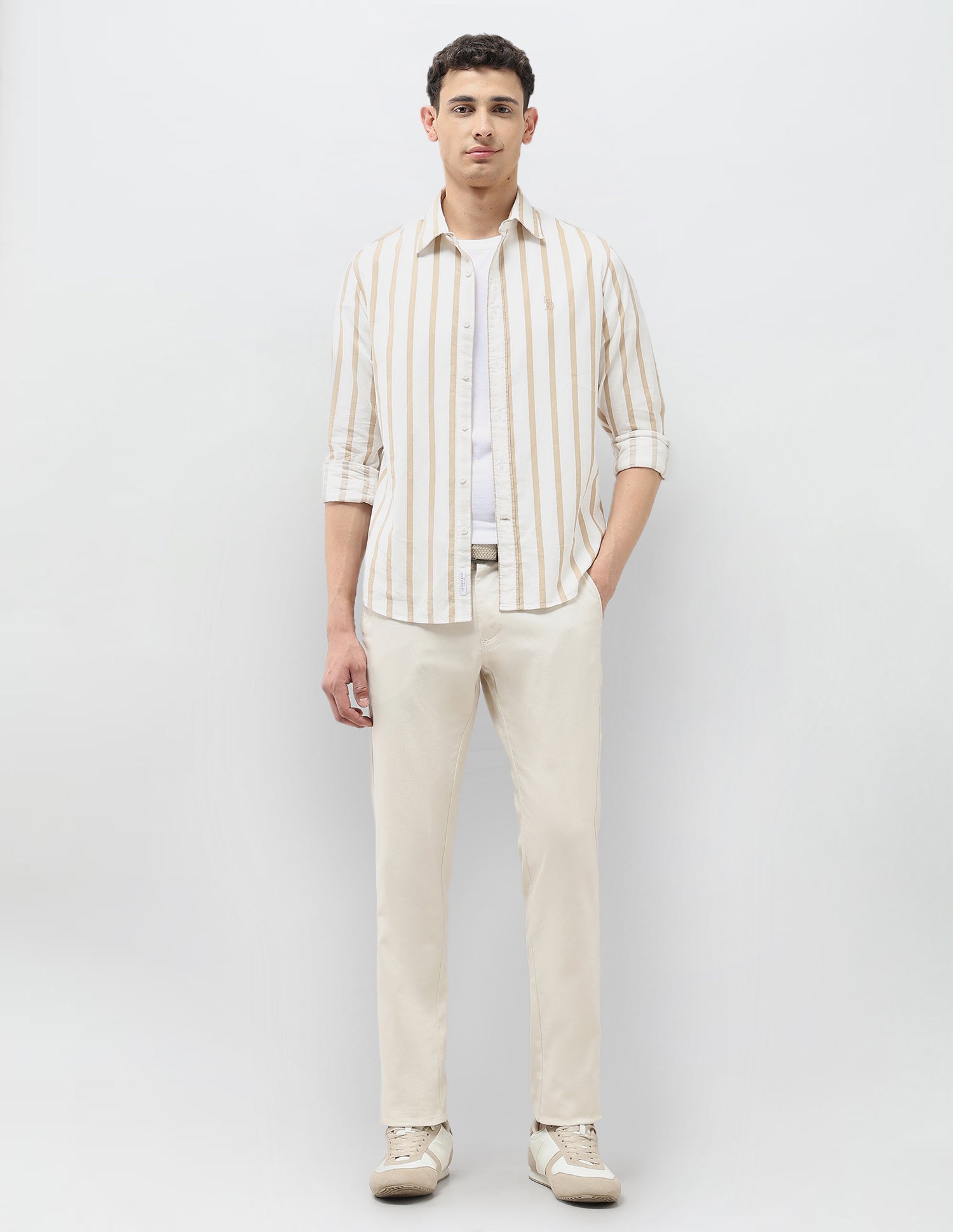 Corduroy Tailored Fit Shirt Beige - U.S. POLO ASSN. | Large