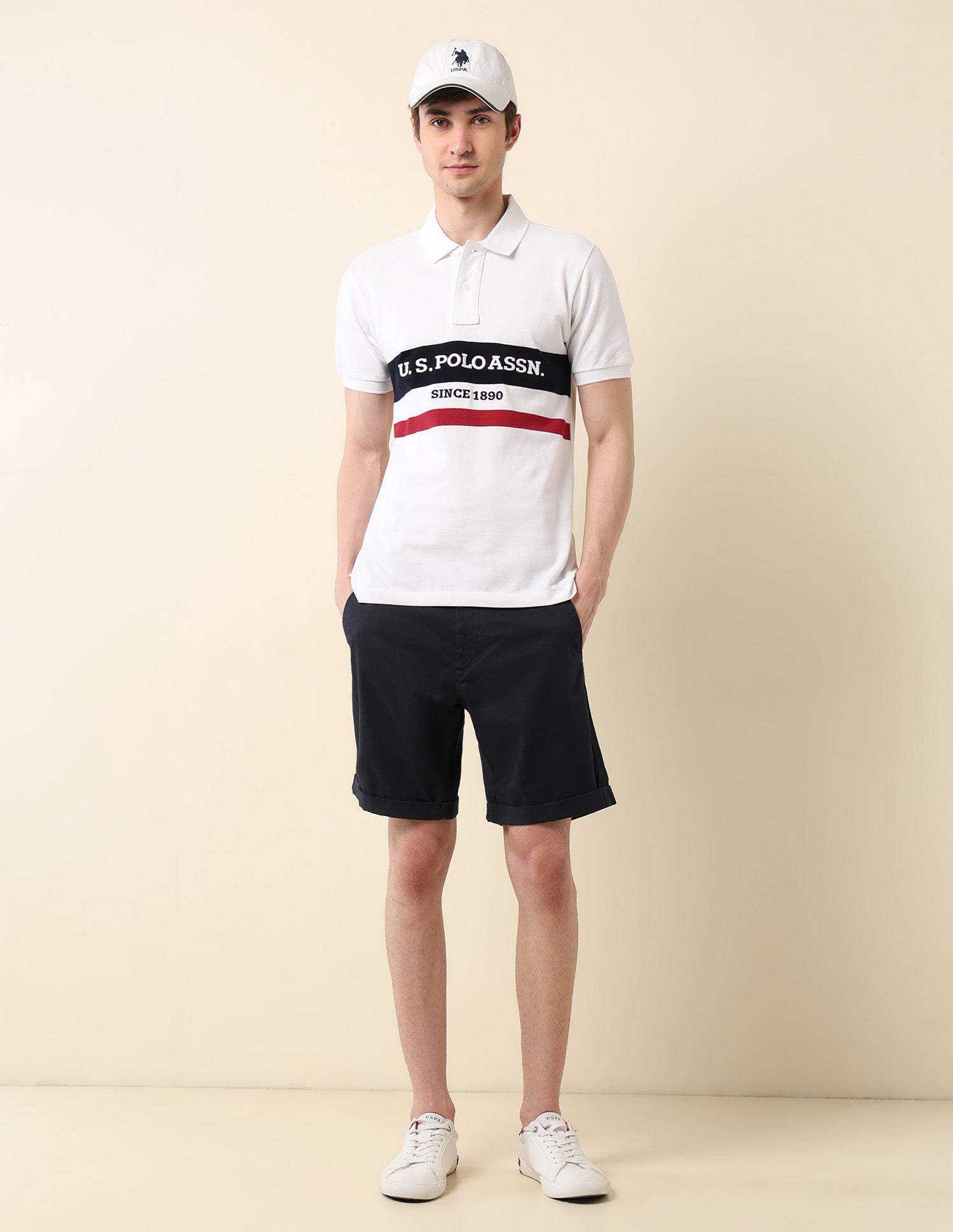 Brand Embroidered Classic Polo Shirt White - U.S. Polo Assn. India | Large