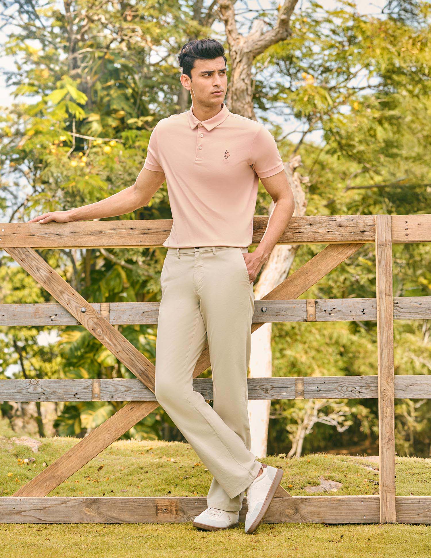 Pacho X Slim Fit Solid Polo Shirt Peach - U.S. POLO ASSN. | Large