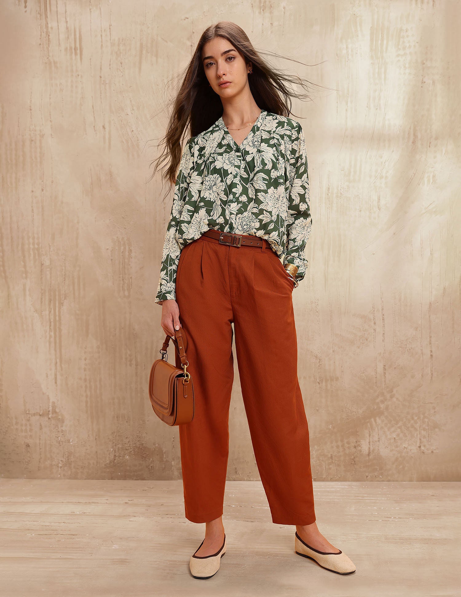 Floral Printed Relaxed Fit Top Green - U.S. POLO ASSN. | Large