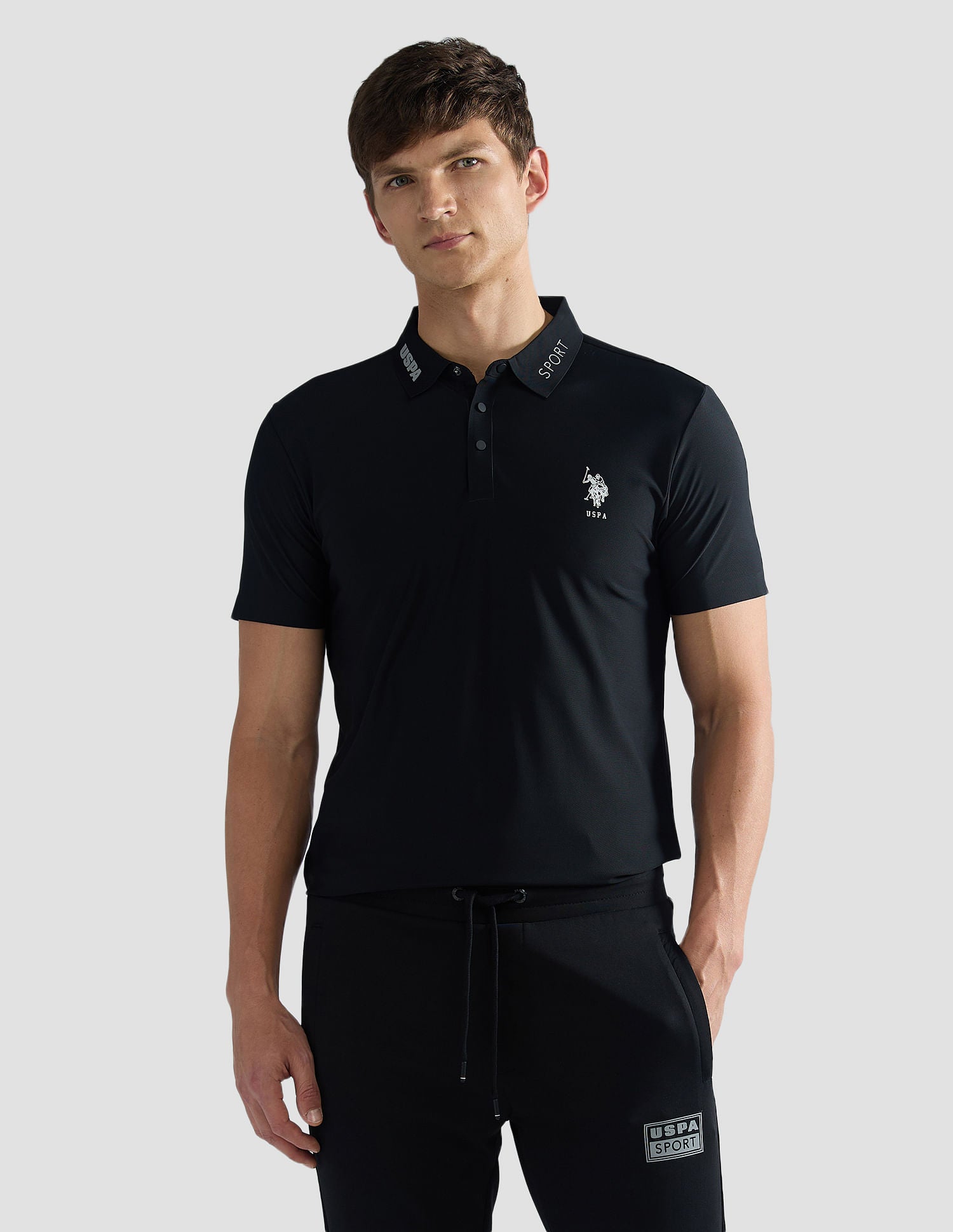Solid Slim Fit Polo Shirt Black - U.S. Polo Assn. India | Large