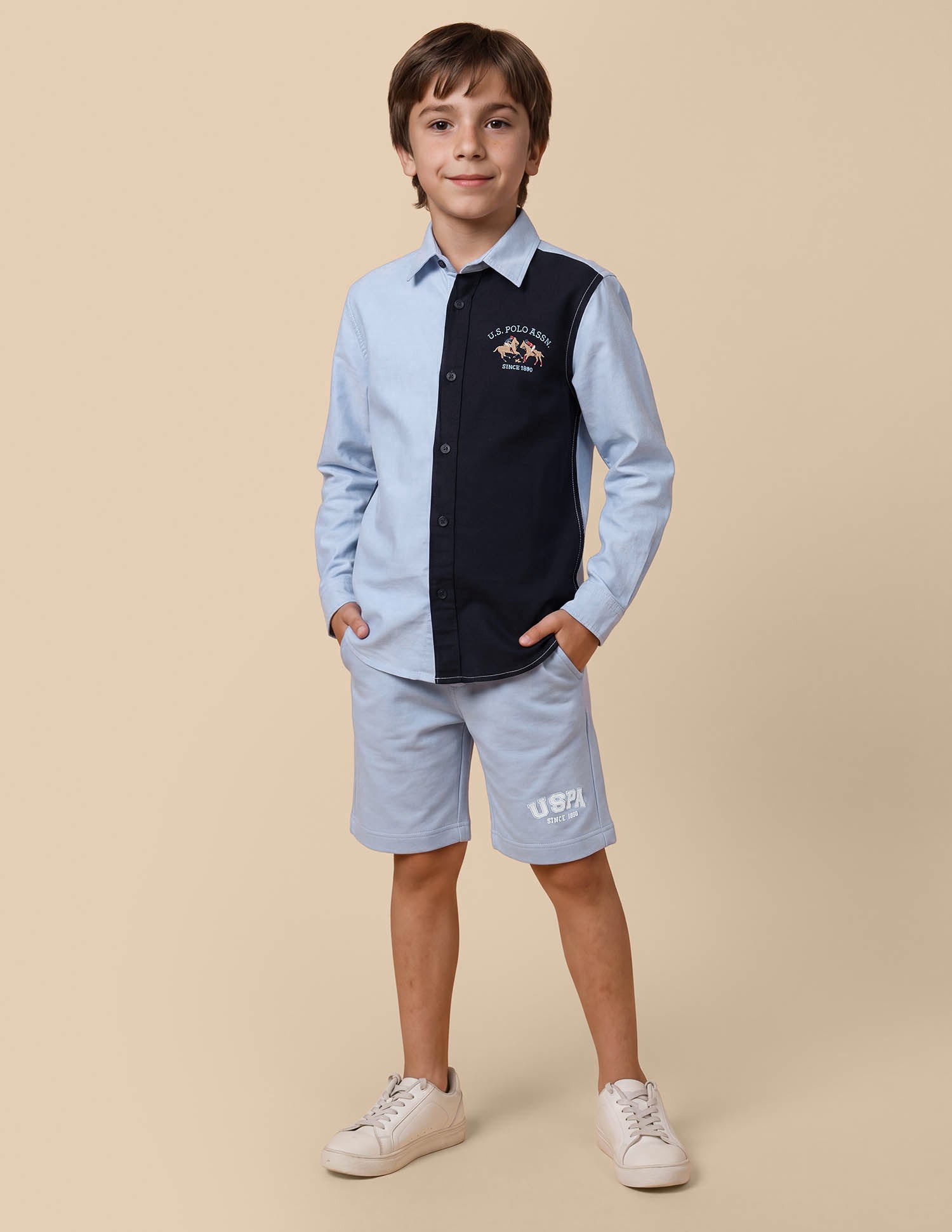 Colourblocked Oxford Shirt Light Blue - U.S. Polo Assn. India | Large