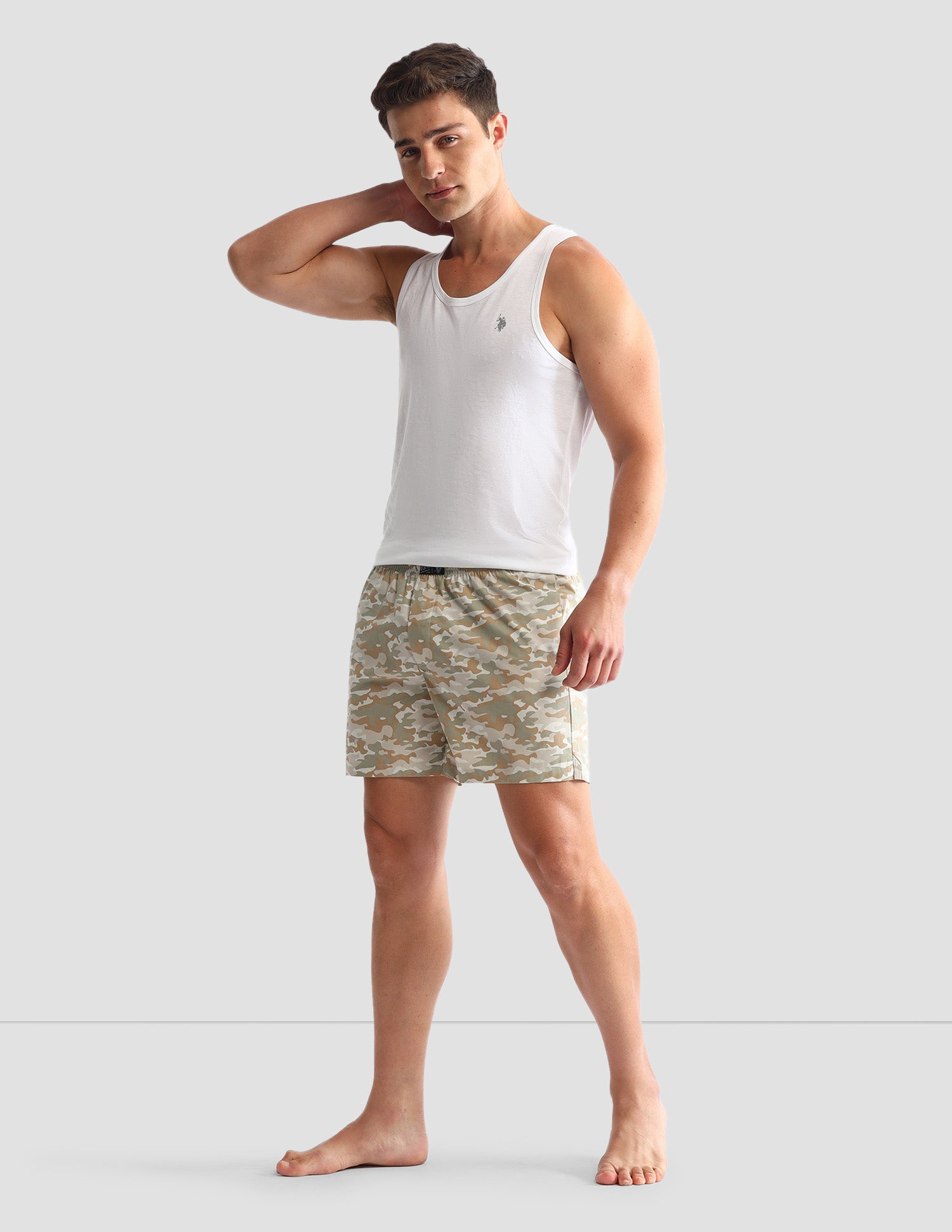 Camouflage Printed Cotton OEX10 Boxers - Pack Of 2 Beige Camo and Beige - U.S. POLO ASSN. | Large