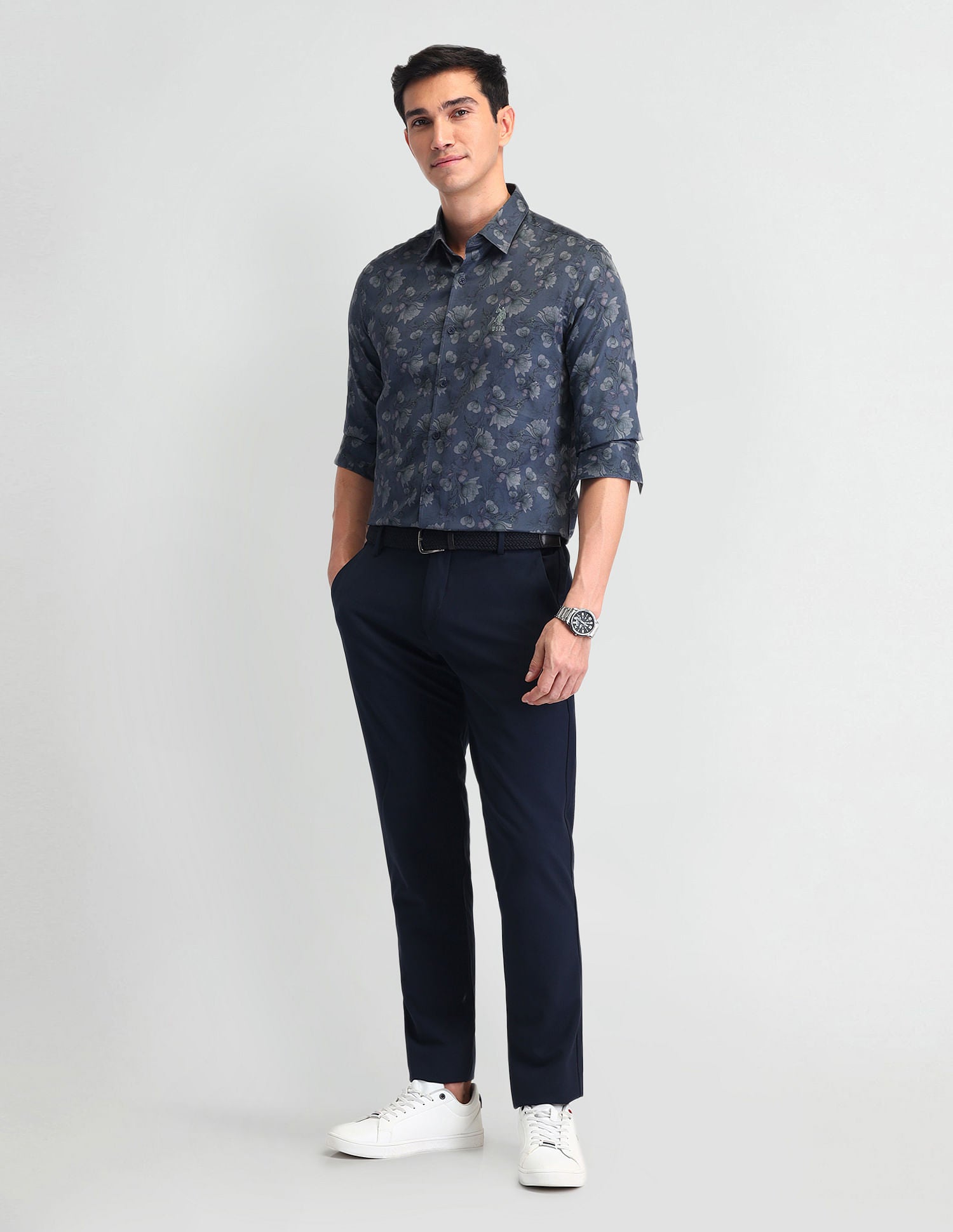 Slim Fit Poplin Shirt Navy - U.S. POLO ASSN. | Large