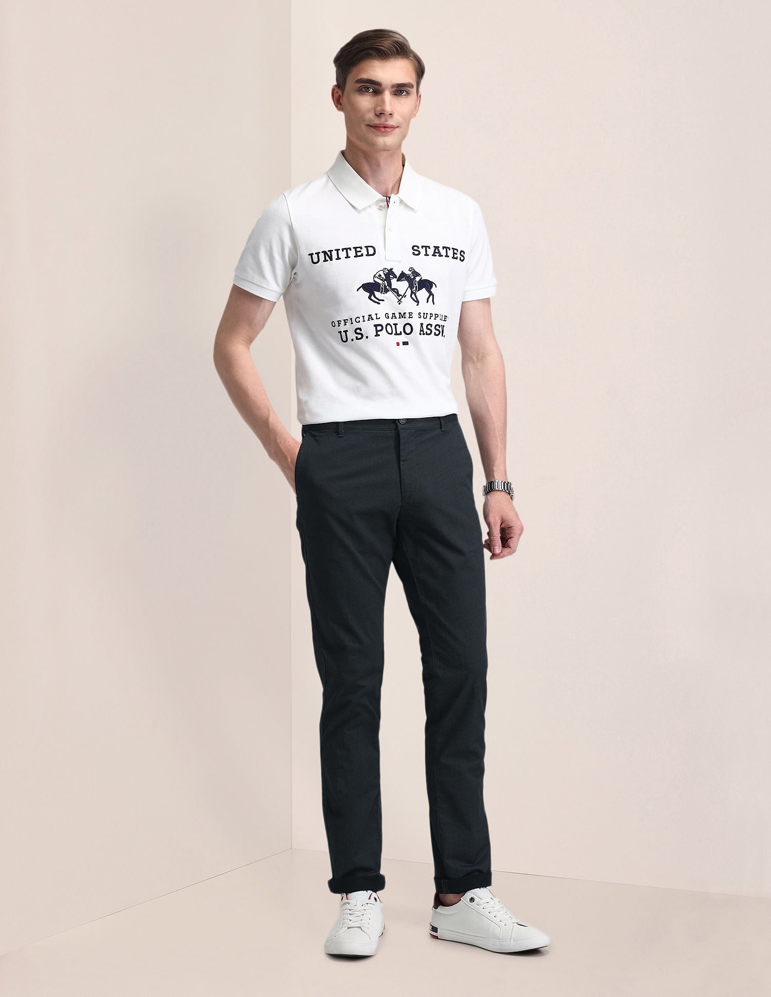 Mid Rise Slim Fit Trousers Grey - U.S. POLO ASSN. | Large