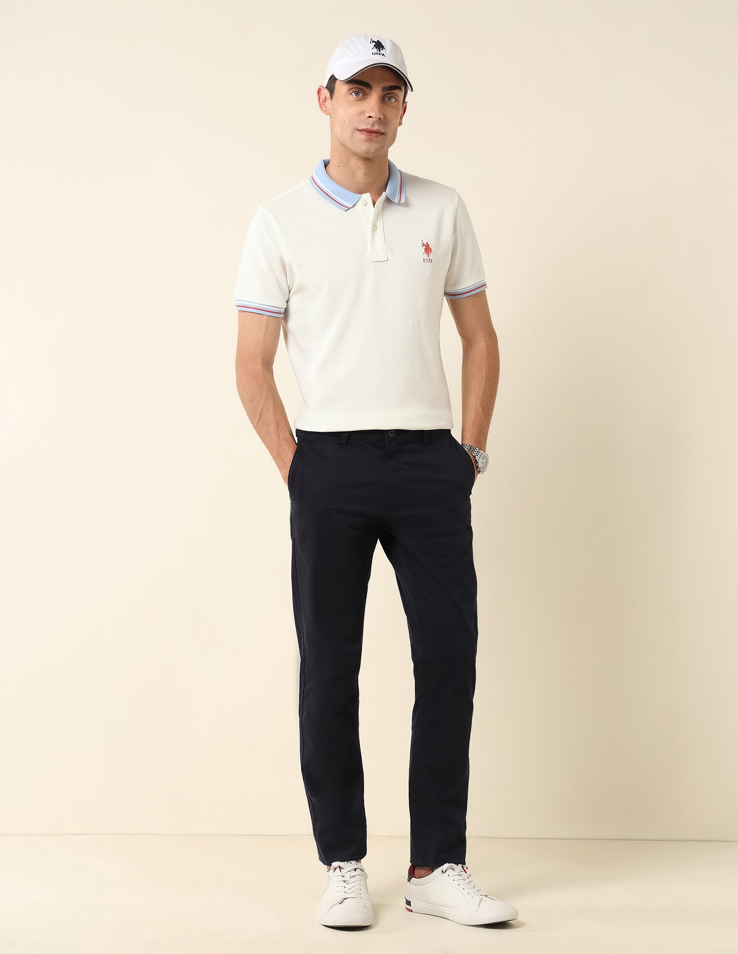 Pure Cotton Slim Fit Polo Shirt White - U.S. Polo Assn. India | Large