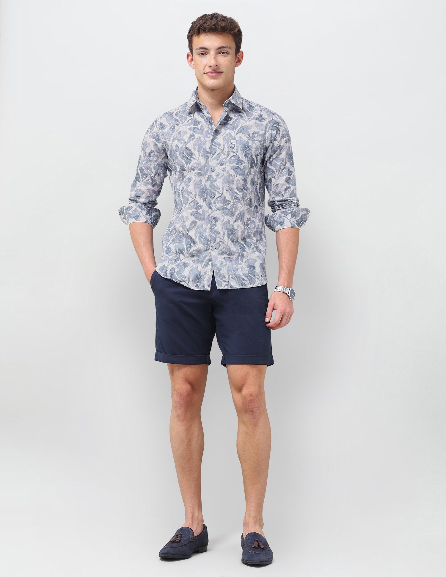 Tropical Printed Regular Fit Shirt Dark Navy - U.S. Polo Assn. India | Large
