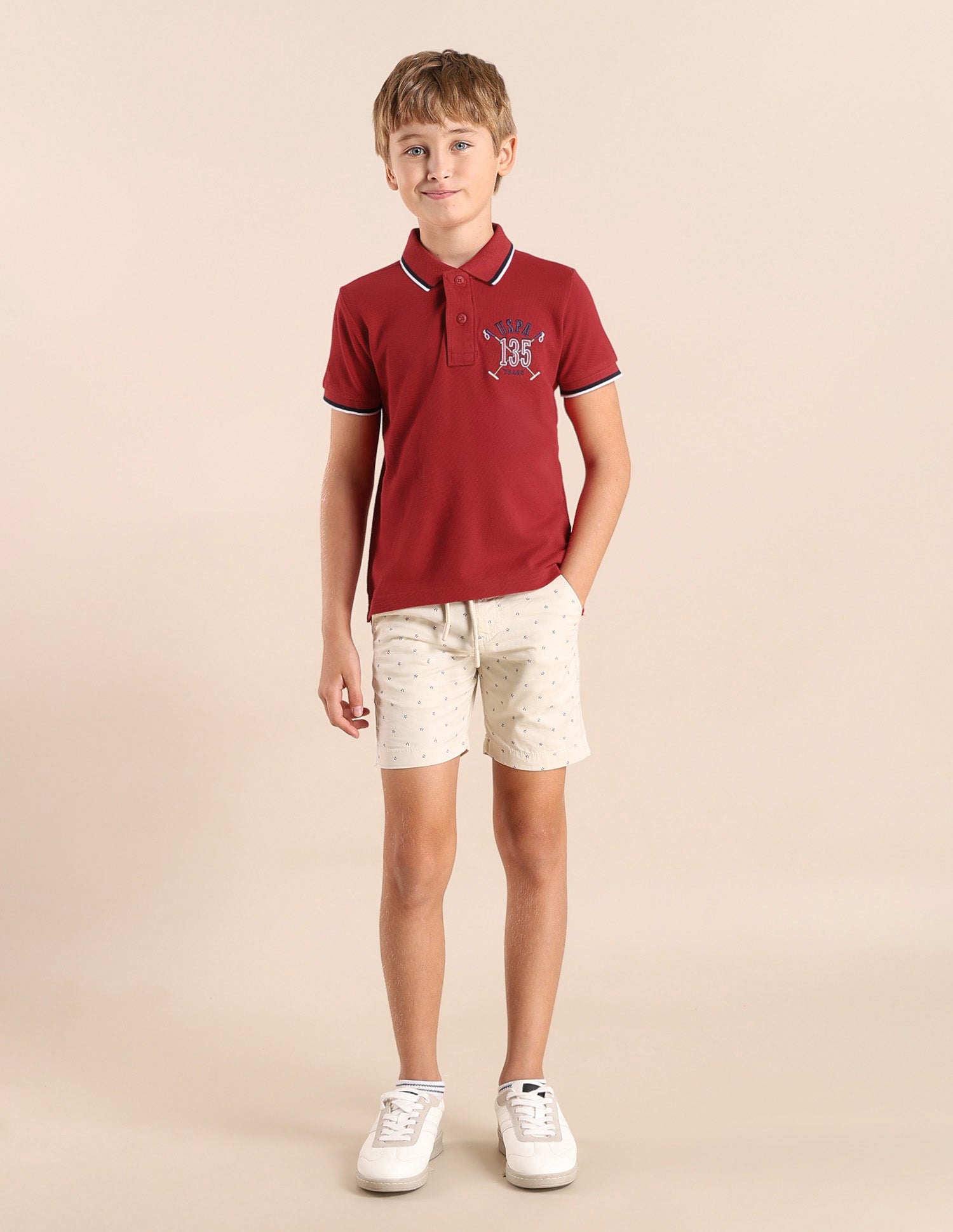 Boys Brand Printed Regular Fit Polo Shirt Medium Red - U.S. POLO ASSN. | Large