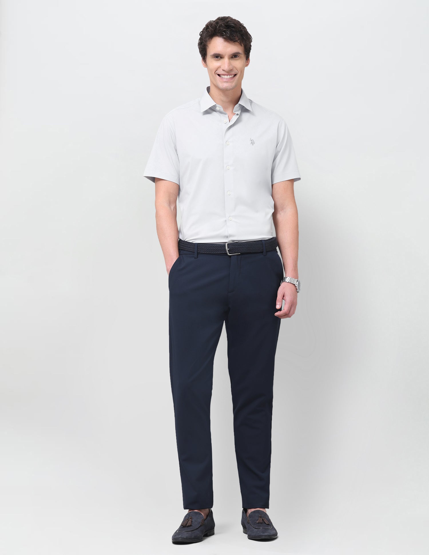 Solid Regular Fit Shirt Grey - U.S. Polo Assn. India | Large