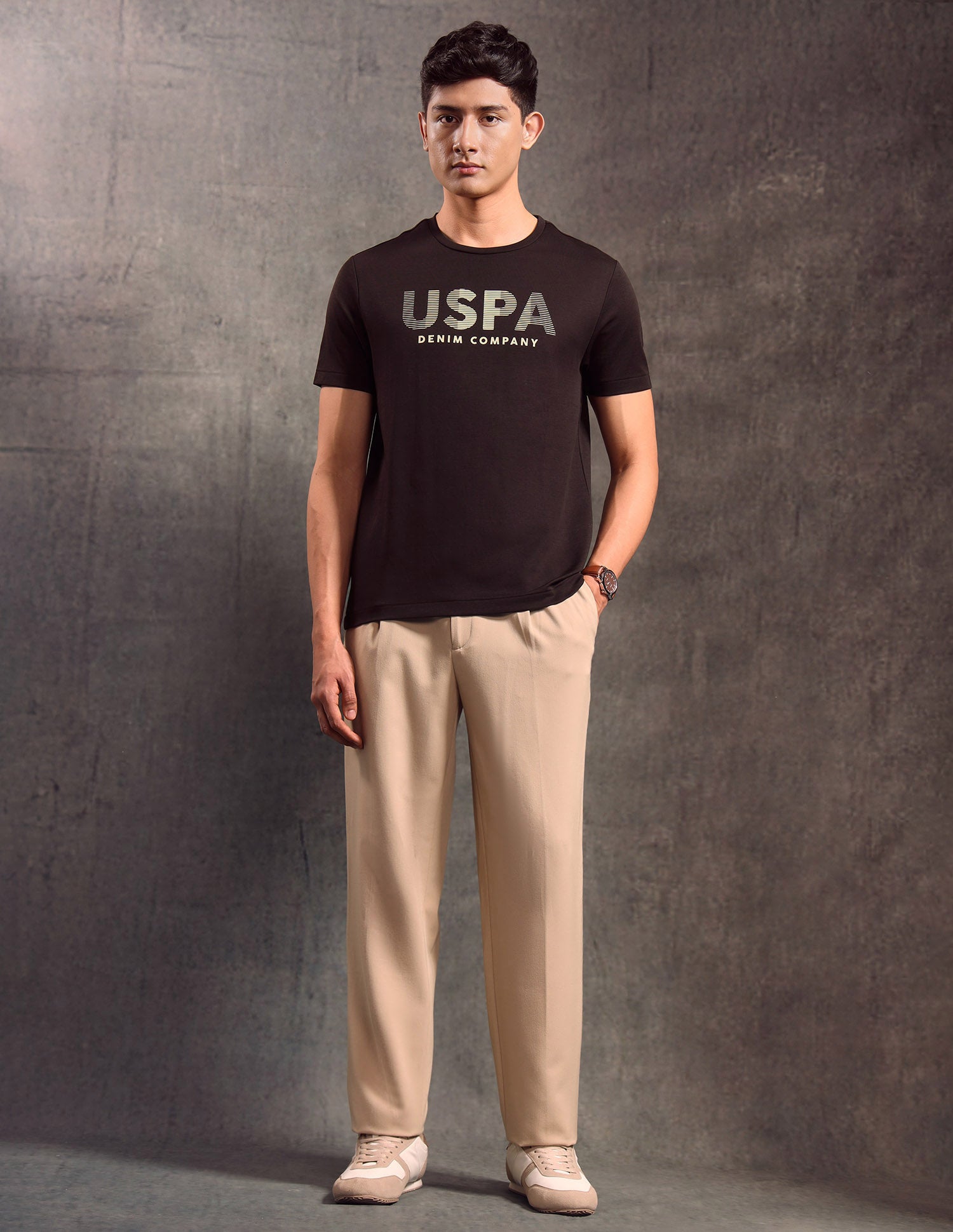 Brand Embossed Regular Fit T-shirt Dark Brown - U.S. POLO ASSN. | Large