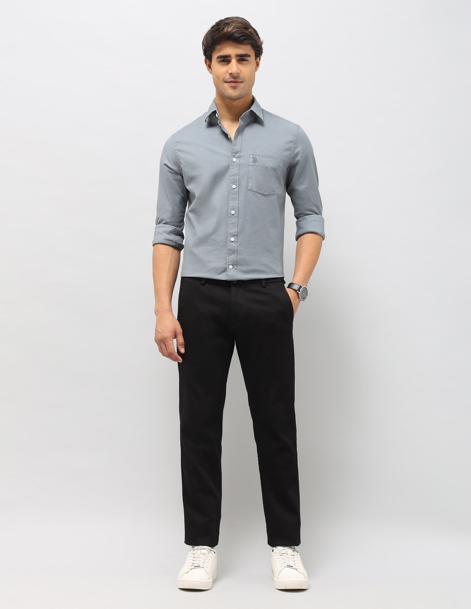 Tailored Fit Oxford Shirt Grey - U.S. Polo Assn. India | Large