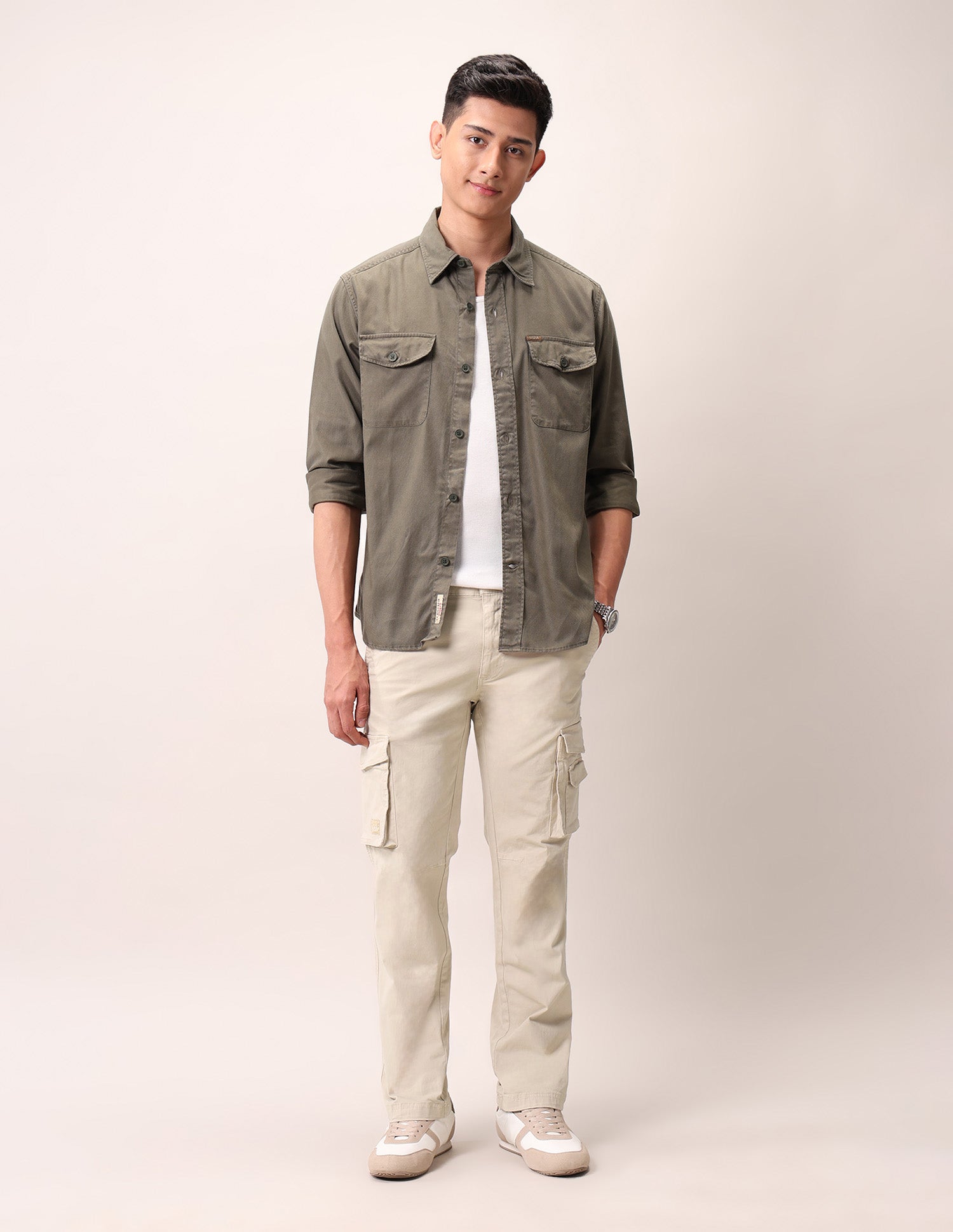 Twill Straight Fit Cargos Stone - U.S. Polo Assn. India | Large
