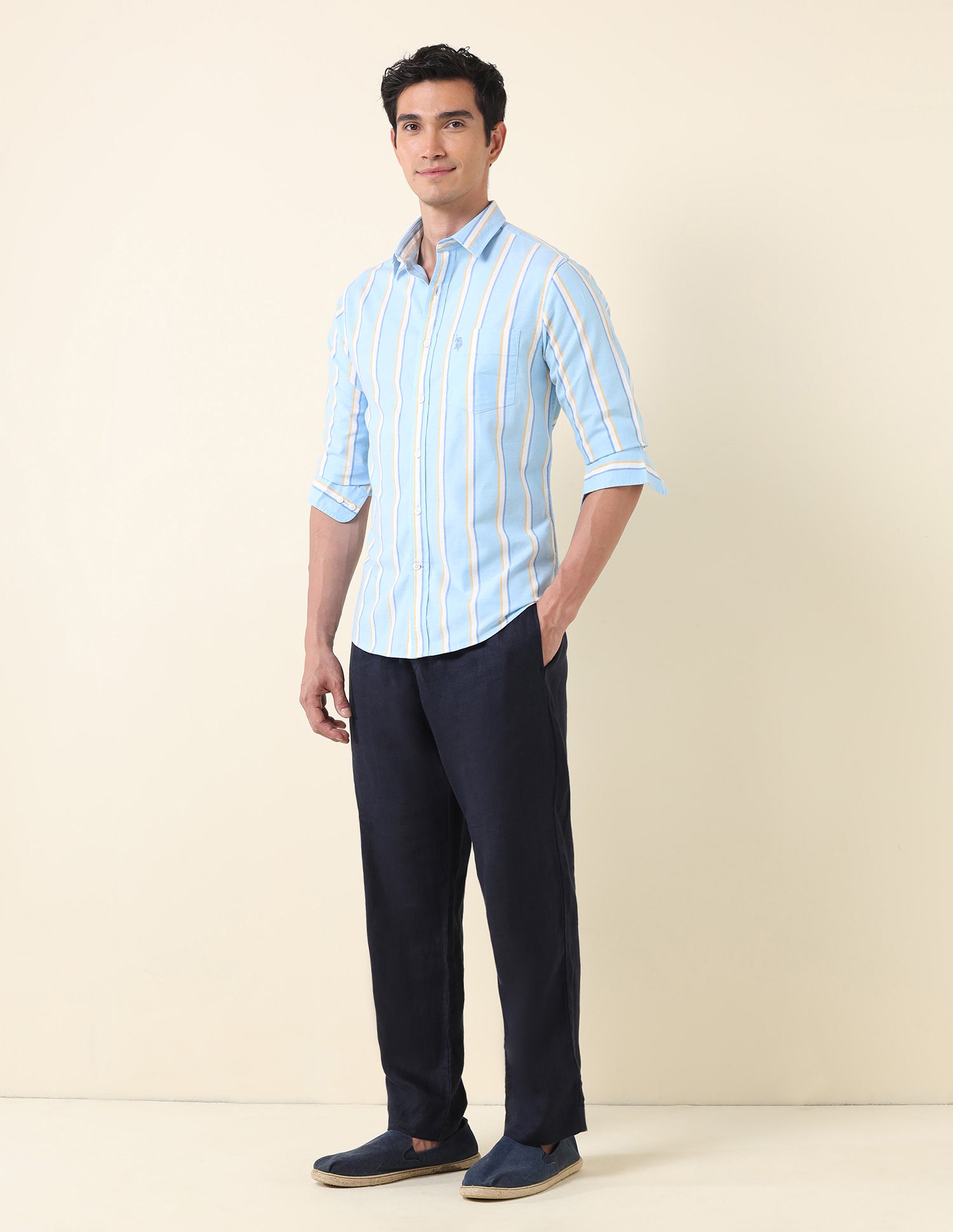 Vertical Striped Oxford Shirt Blue - U.S. Polo Assn. India | Large
