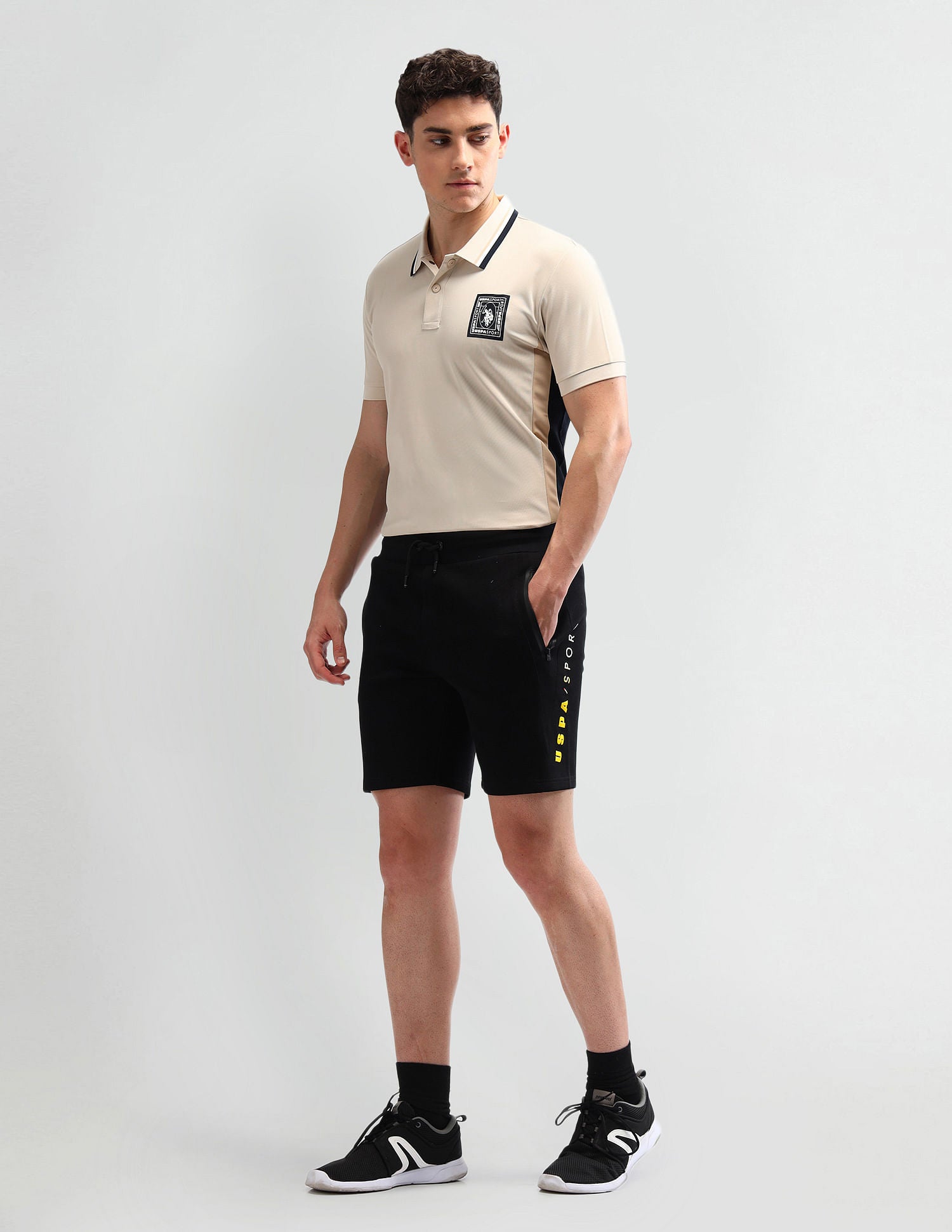 Slim Fit Solid Polo Shirt Beige - U.S. Polo Assn. India | Large